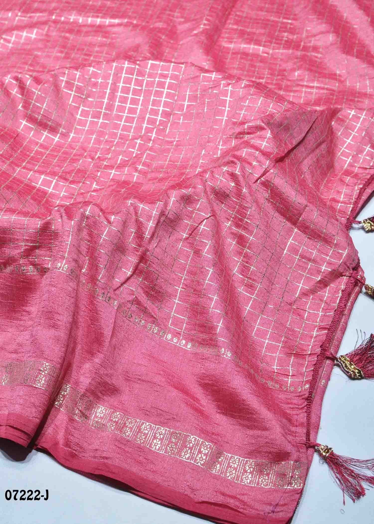 Shreya - 07222-J PeachPink Color Trendy Checked Vichitra Saree CM1424086 (LR3E)
