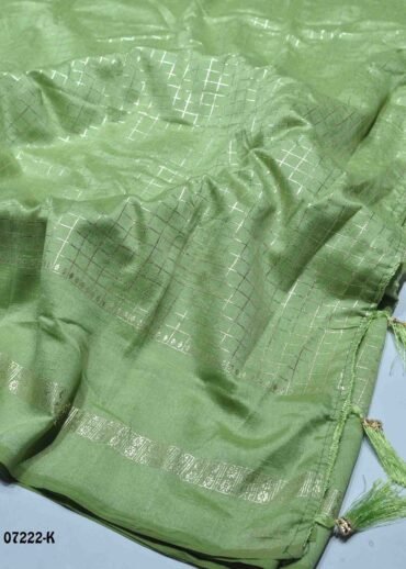 Shreya - 07222-K  AvocadoGreen Color Trendy Checked Vichitra  Saree CM1424086 (LR3E)