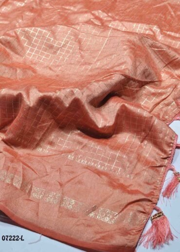 Shreya - 07222-L  CoralOrange Color Trendy Checked Vichitra  Saree CM1424086 (LR3E)