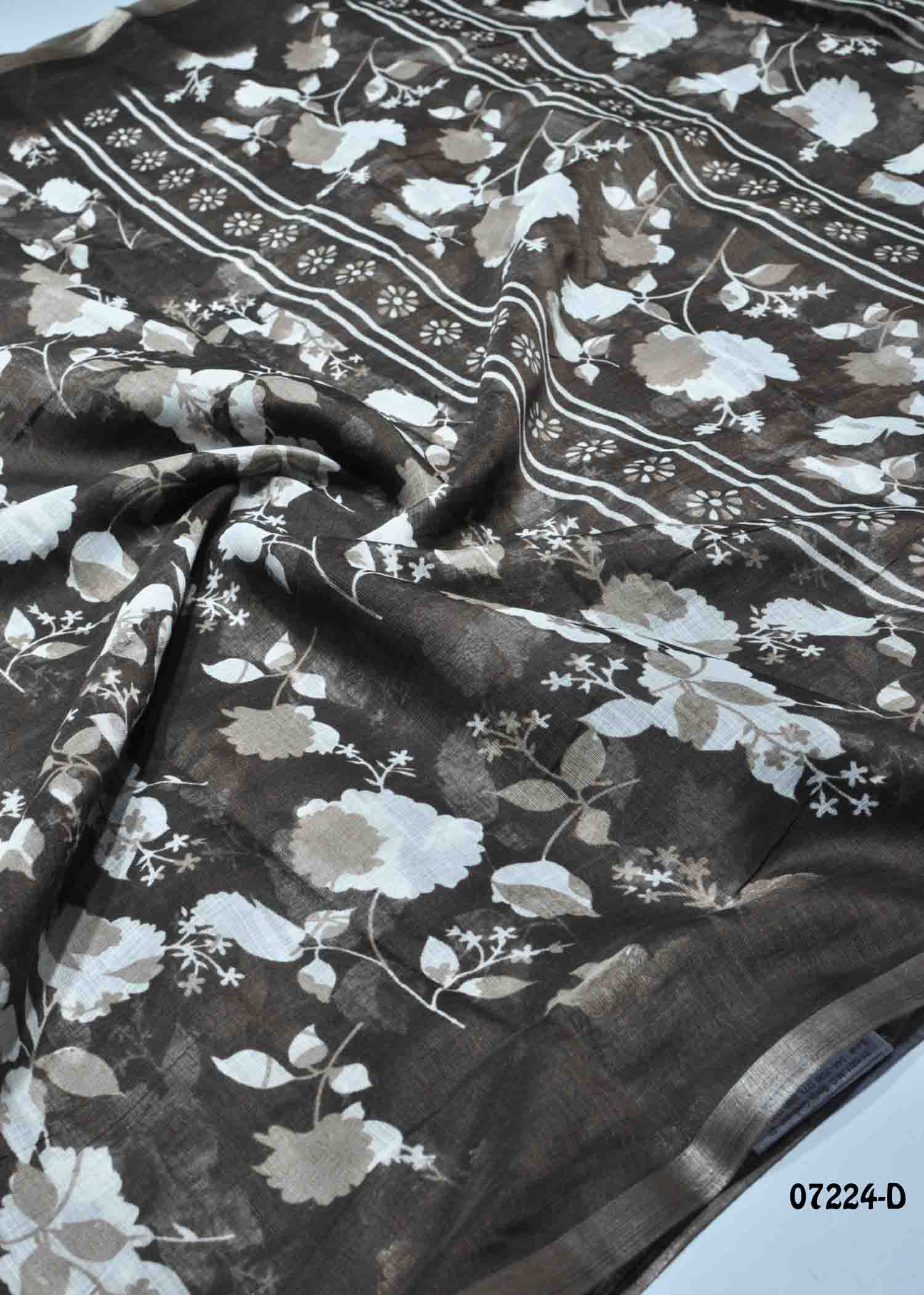 Princess - 07224-D Brown Color Trendy Linen Saree CM1430931 (LR3D)
