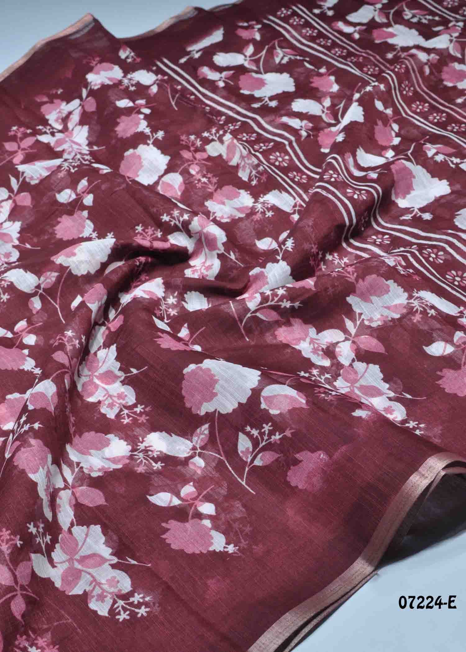 Princess - 07224-E Maroon Color Trendy Linen Saree CM1430931 (LR3D)