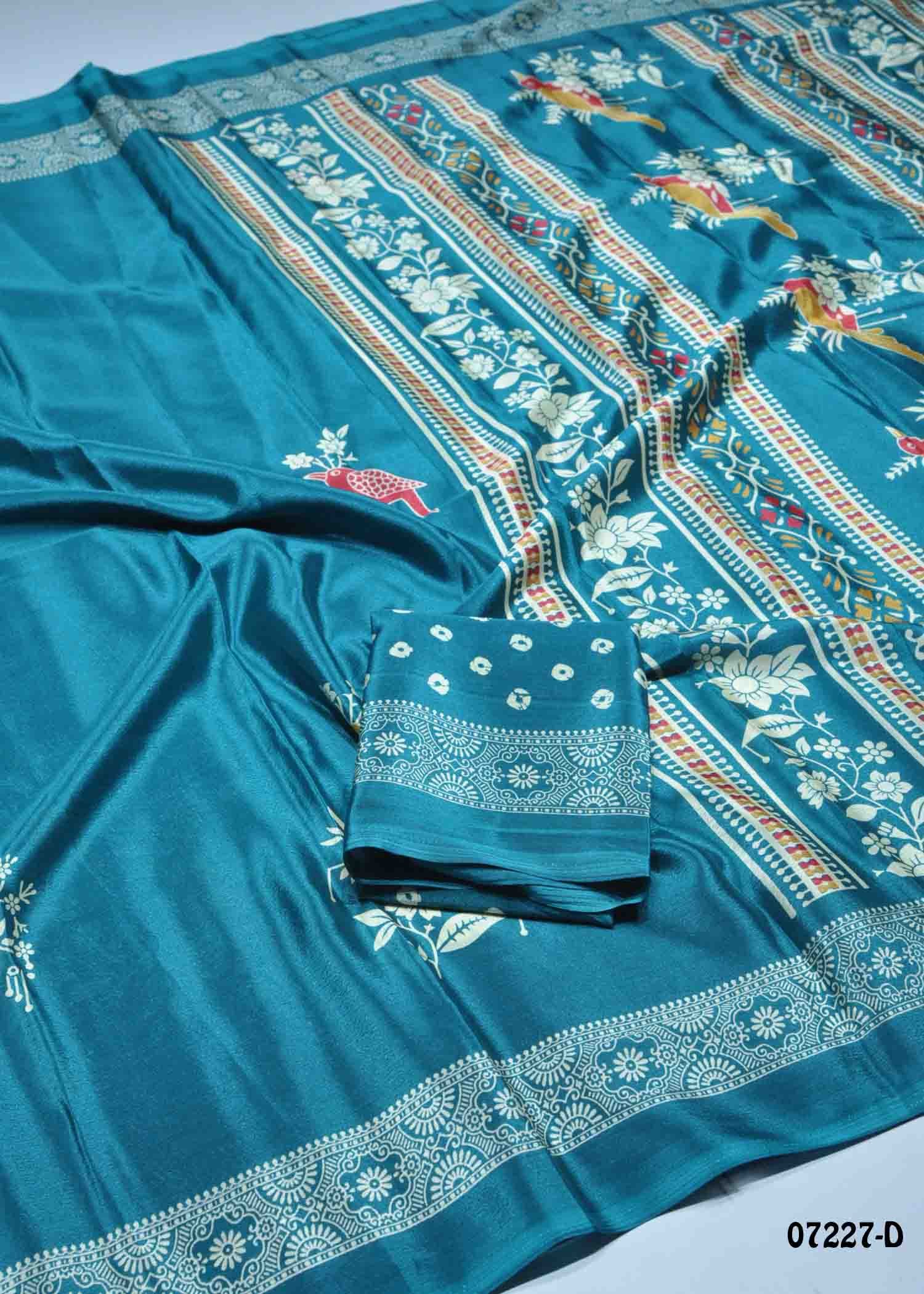 Azhagi - 07227-D Cyan Color Trendy Crepe Saree CM1426673 (LR4B)