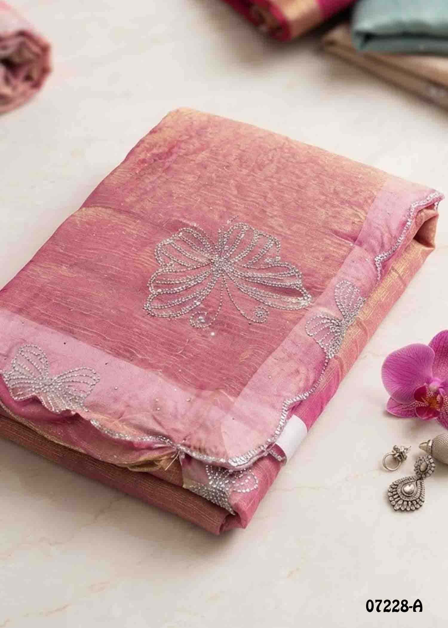 Vaishnavi - 07228-A Pink Color Trendy Butterfly Stone Work Space Silk Saree CM1398177 (LR4B)