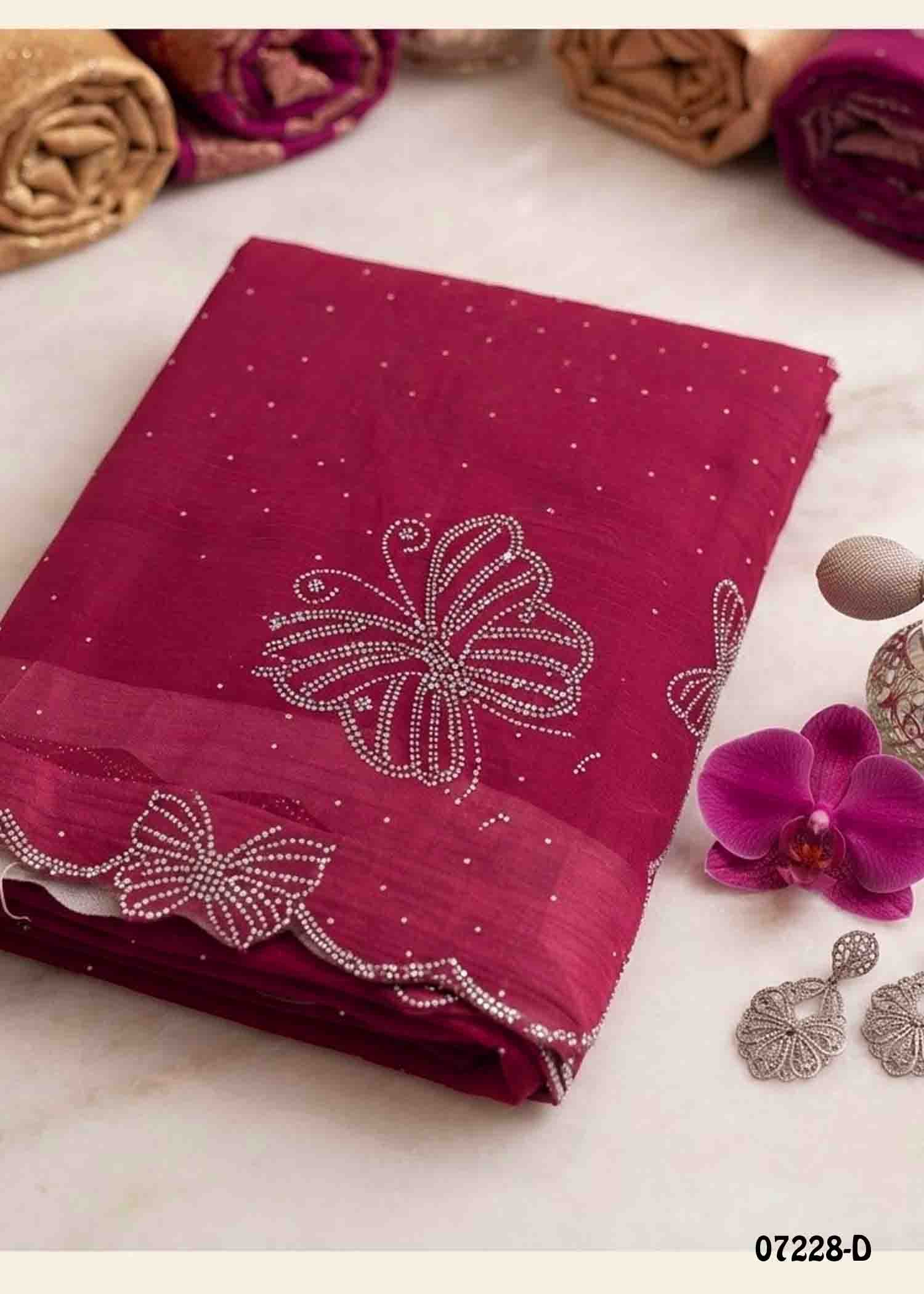 Vaishnavi - 07228-D Pink Color Trendy Butterfly Stone Work Space Silk Saree CM1398177 (LR4B)
