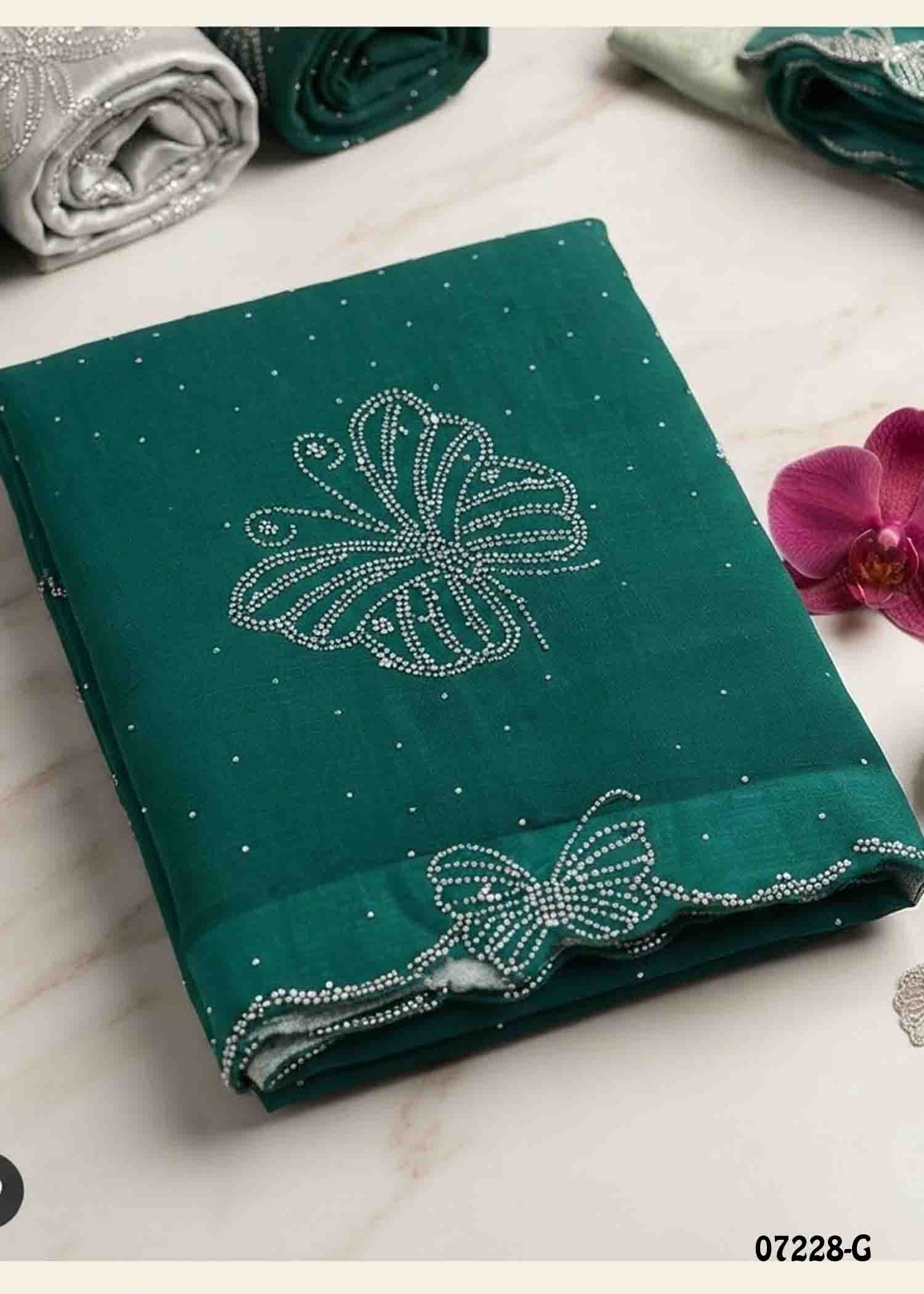 Vaishnavi - 07228-G Green Color Trendy Butterfly Stone Work Space Silk Saree CM1398177 (LR4B)