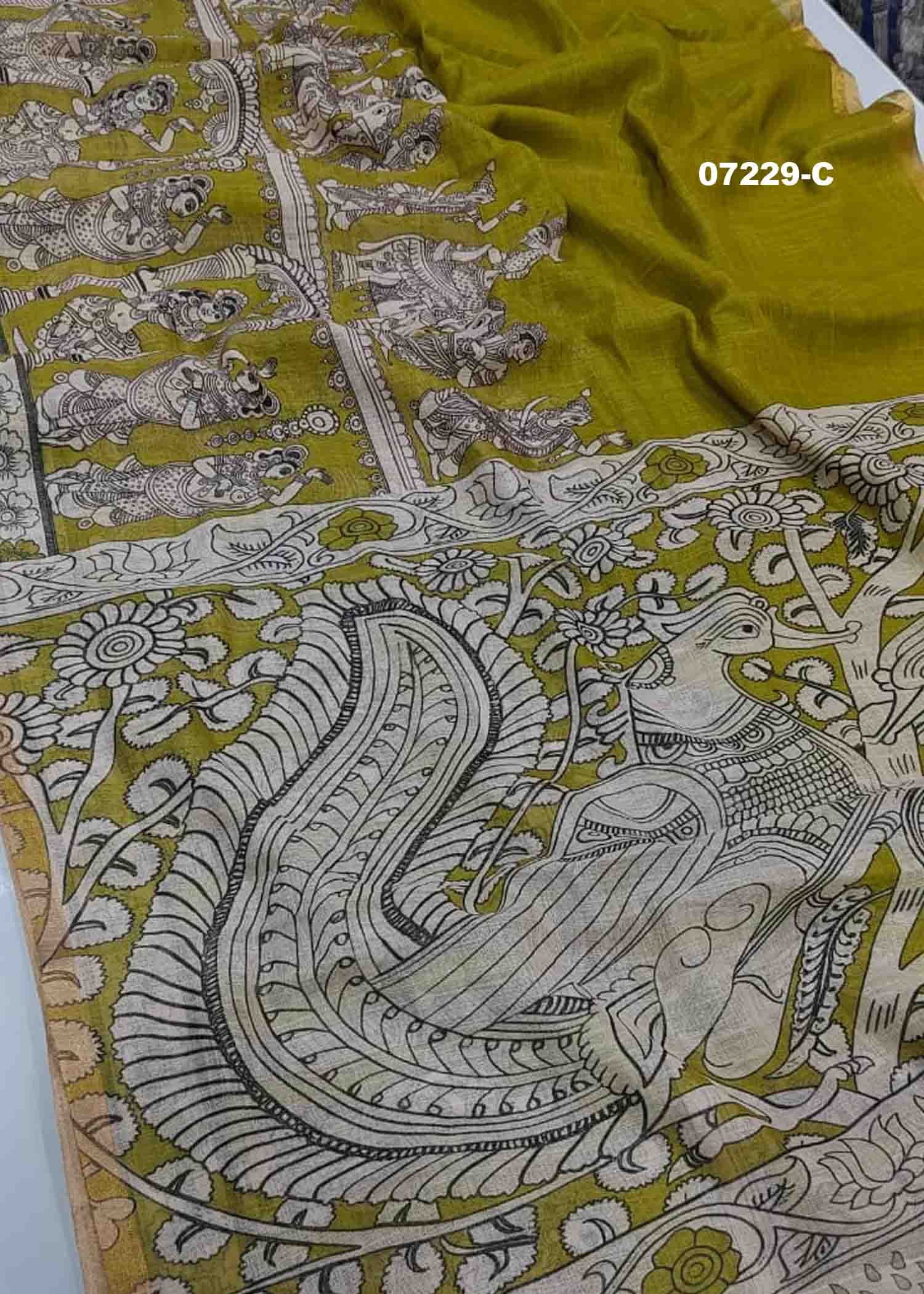 Meerabai - 07229-C Green Color Trendy Linen Cotton Saree CM1437711 (LR3B)