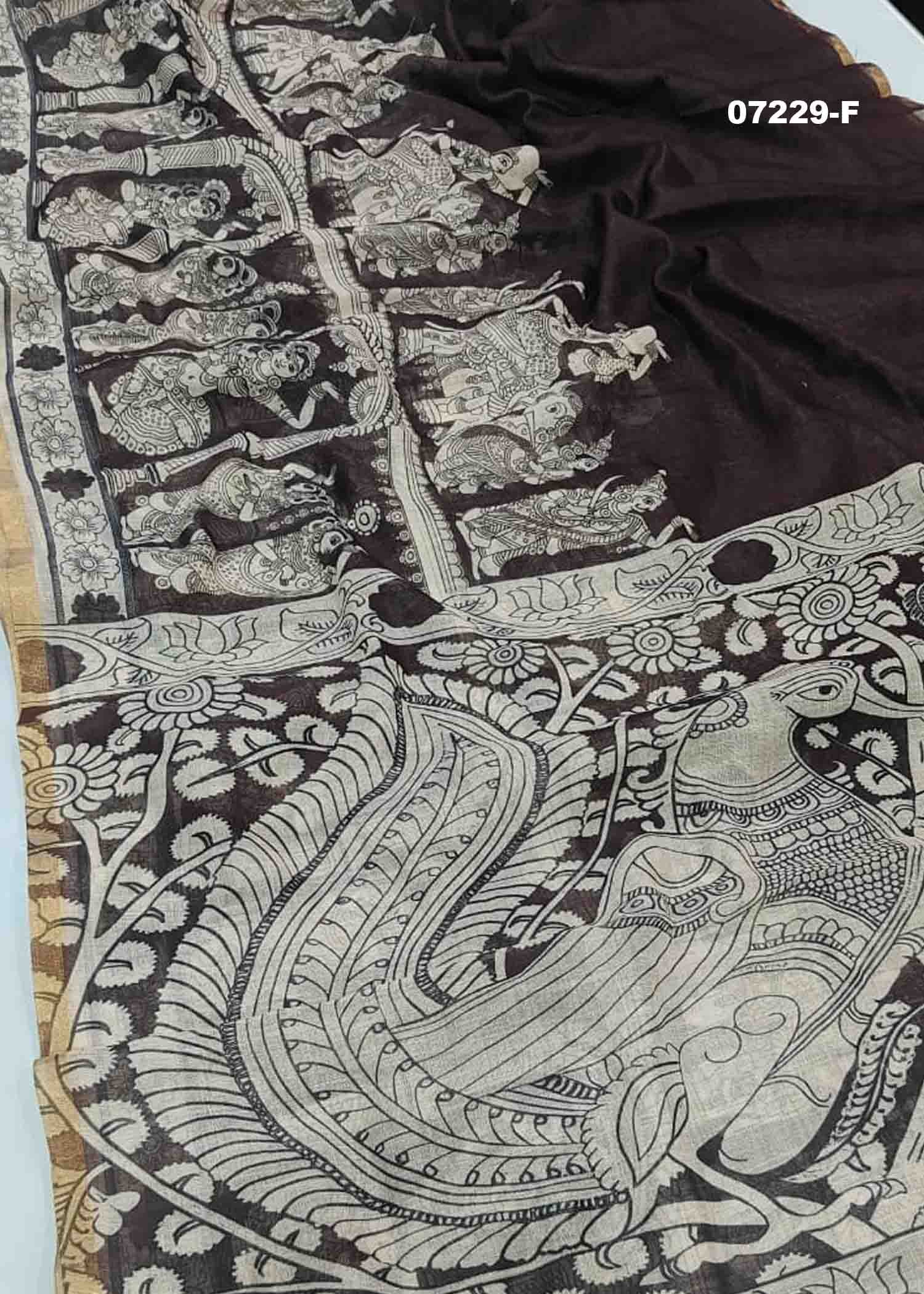 Meerabai - 07229-F Brown Color Trendy Linen Cotton Saree CM1437711 (LR3B)
