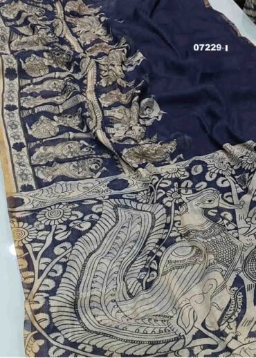 Meerabai - 07229-I  NavyBlue Color Trendy Linen Cotton Saree CM1437711 (LR3B)