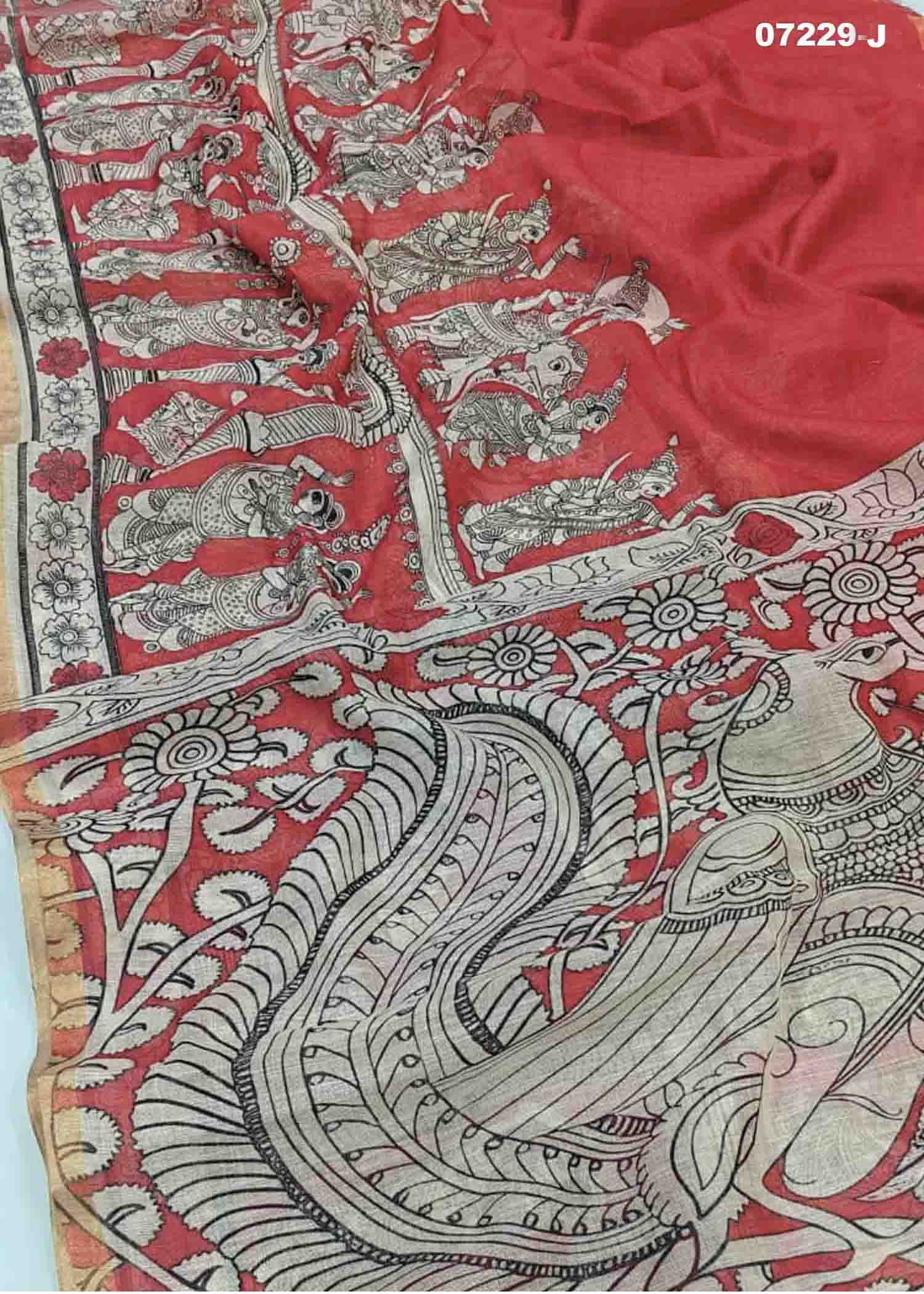 Meerabai - 07229-J Peach Color Trendy Linen Cotton Saree CM1437711 (LR3B)