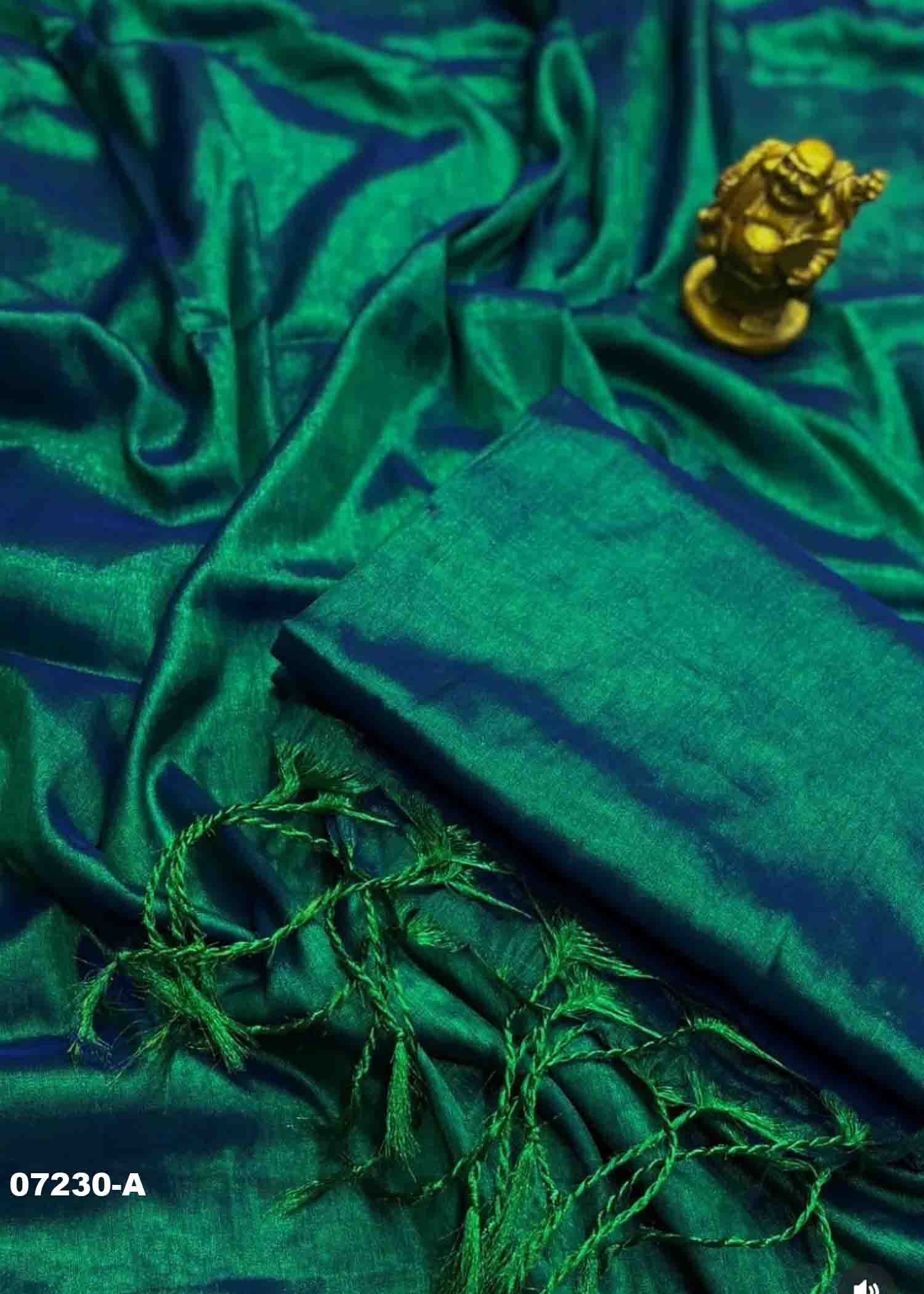 Madhumitha - 07230-A PeacockGreen Color Trendy Tissue Cotton Saree CM1428232 (LR4C)