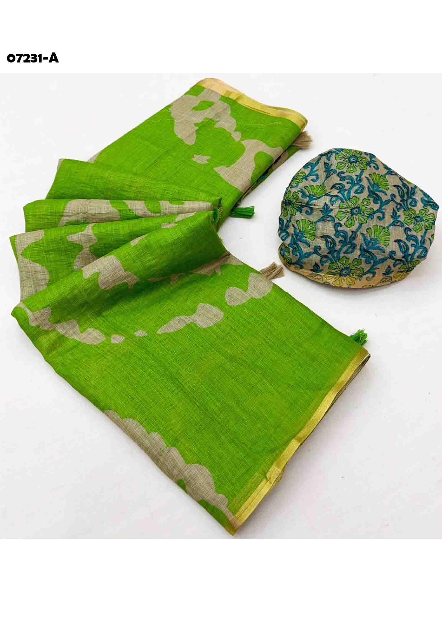Ruhika - 07231-A Green Color Trendy Linen Cotton Saree CM1428268 (LR3B)