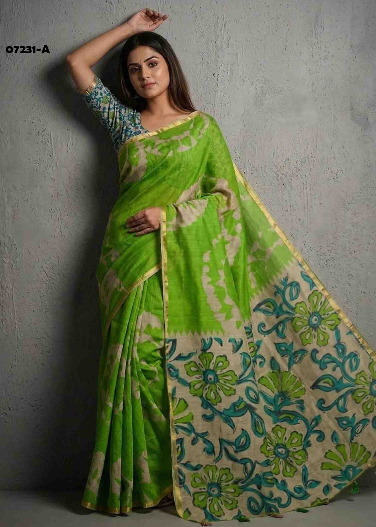 Ruhika - 07231-A Green Color Trendy Linen Cotton Saree CM1428268 (LR3B)