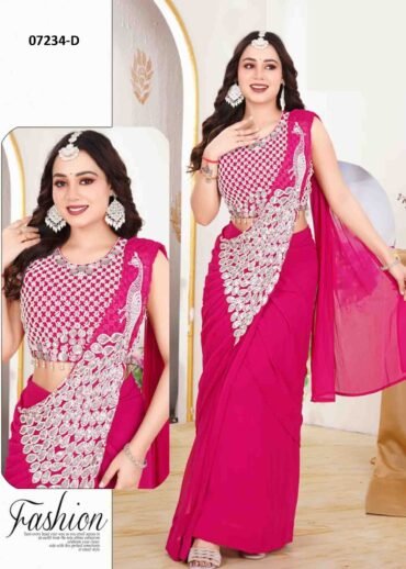 Olivia - 07232-D Pink Color Choli/Ready To Wear Georgatte Fabric With Embroidery Beats & Sequance Wok CM1431729
