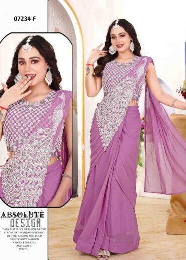 Olivia - 07232-F Purple Color Choli/Ready To Wear Georgatte Fabric With Embroidery Beats & Sequance Wok CM1431729