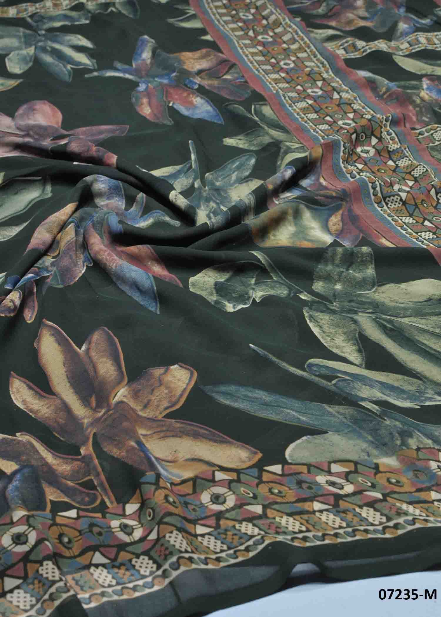 Meenatchi - 07235-M Green Color Trendy Soft Georgetten Saree CM1433476 (LR4B)