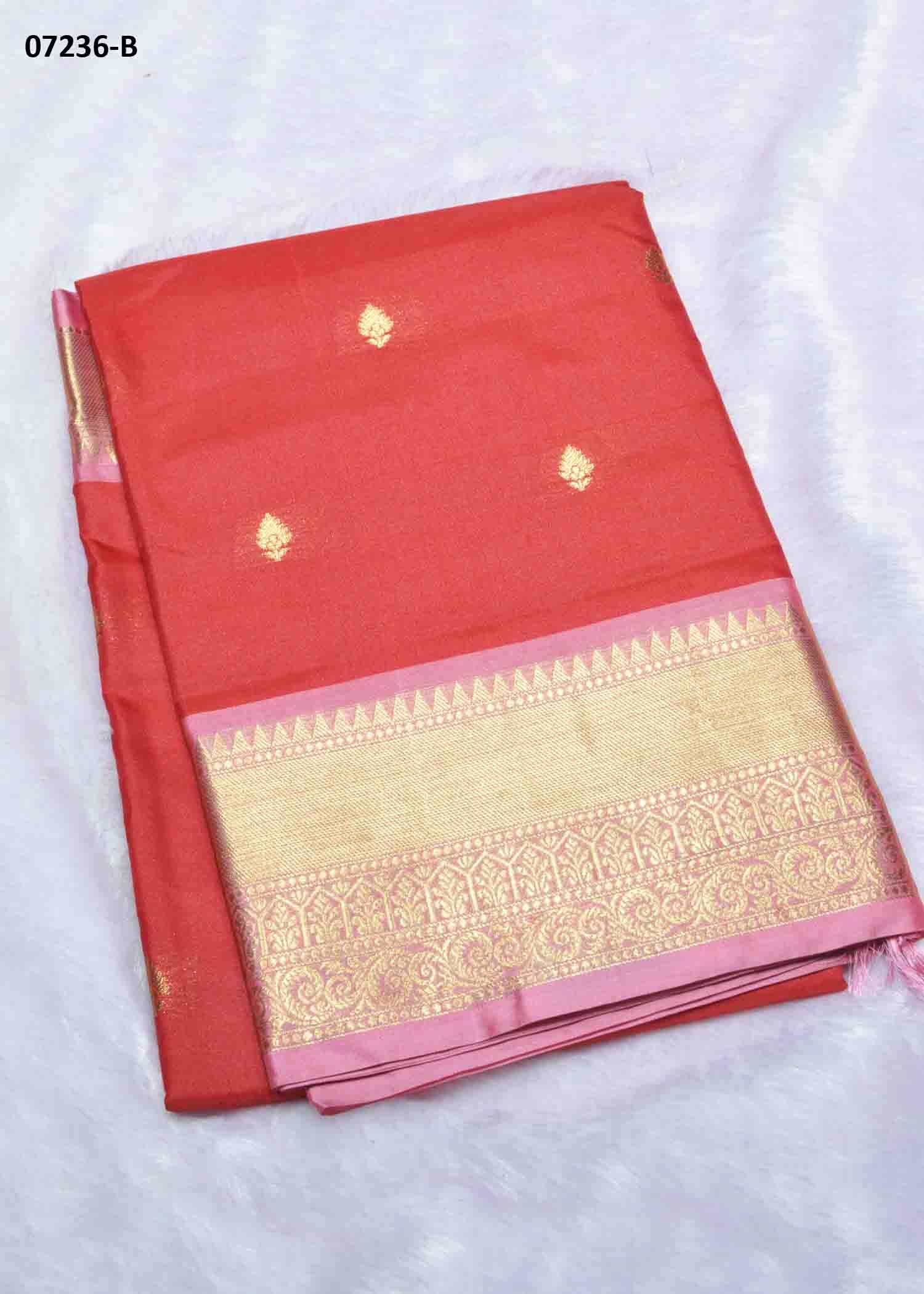 Advika - 07236-B Red Color Trendy Banaras Cotton Silk Saree CM1428808 (RR1B)