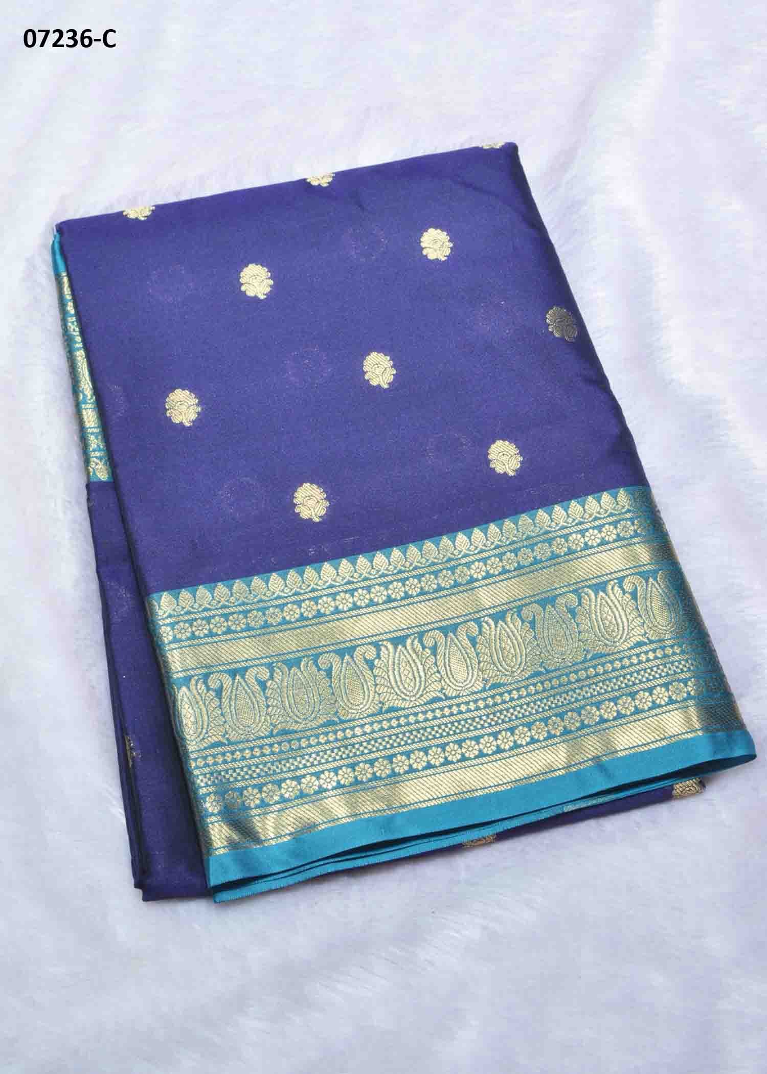 Advika - 07236-C NavyBlue Color Trendy Banaras Cotton Silk Saree CM1428808 (RR1B)