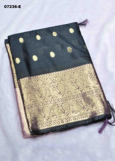Advika - 07236-E  Black Color Trendy Banaras Cotton Silk Saree CM1428808 (RR1B)