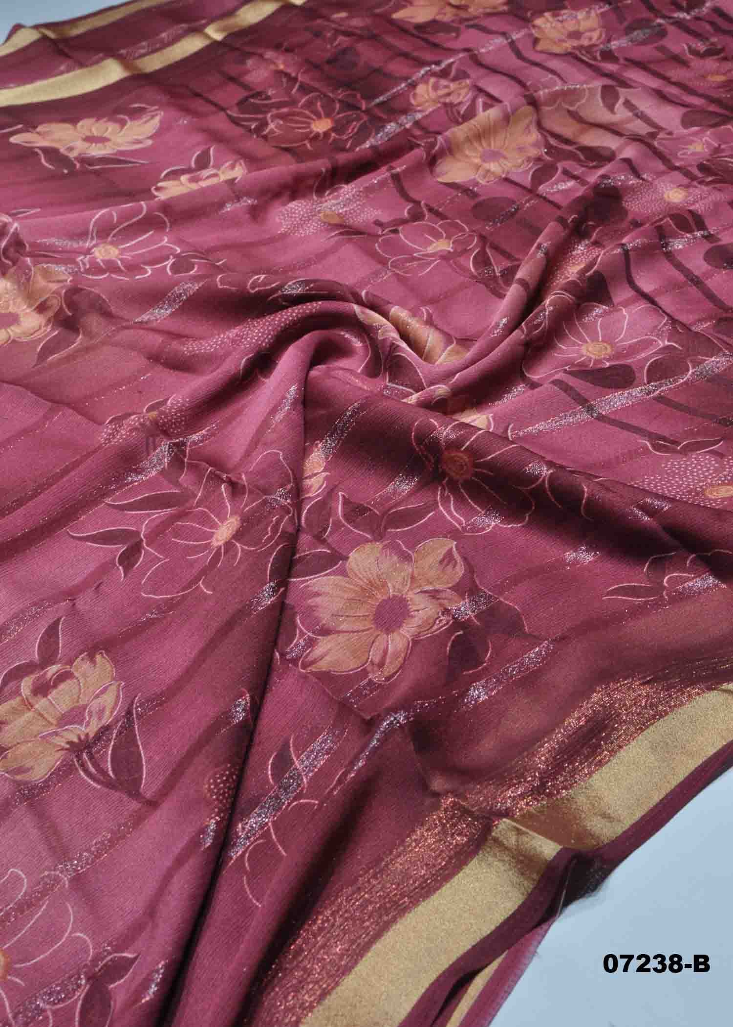 Pranavi - 07238-B HibiscusRed Color Trendy Chiffon Saree CM1430056 (RR1B)