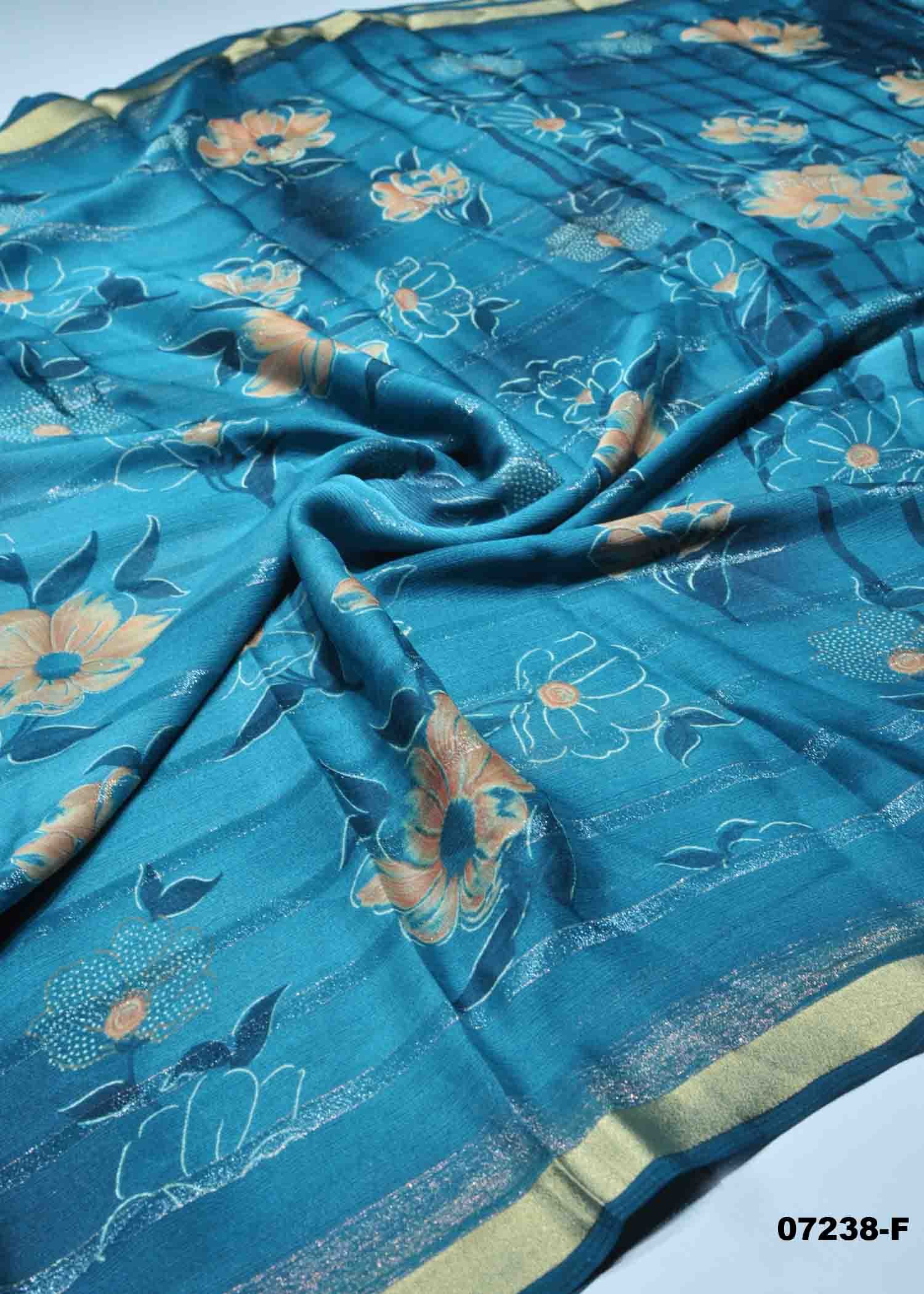 Pranavi - 07238-F Cyan Color Trendy Chiffon Saree CM1430056 (RR1B)