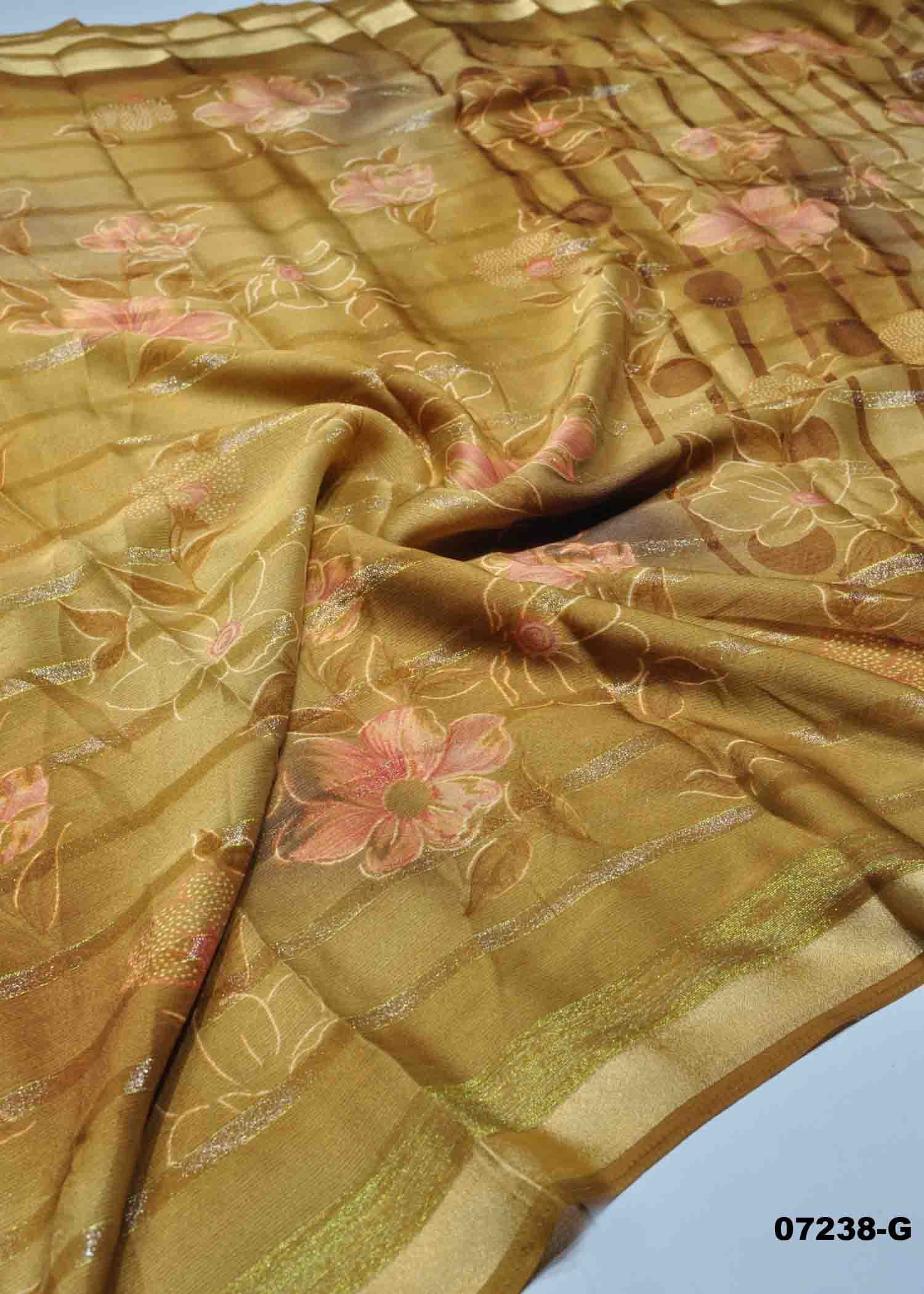 Pranavi - 07238-G Mustard Color Trendy Chiffon Saree CM1430056 (RR1B)