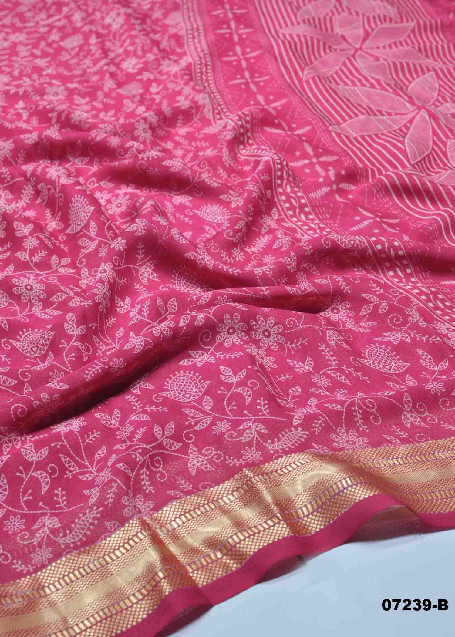 Saanvi - 07239-B Pink Color Trendy Chiffon Saree CM1419237 (RR1C)