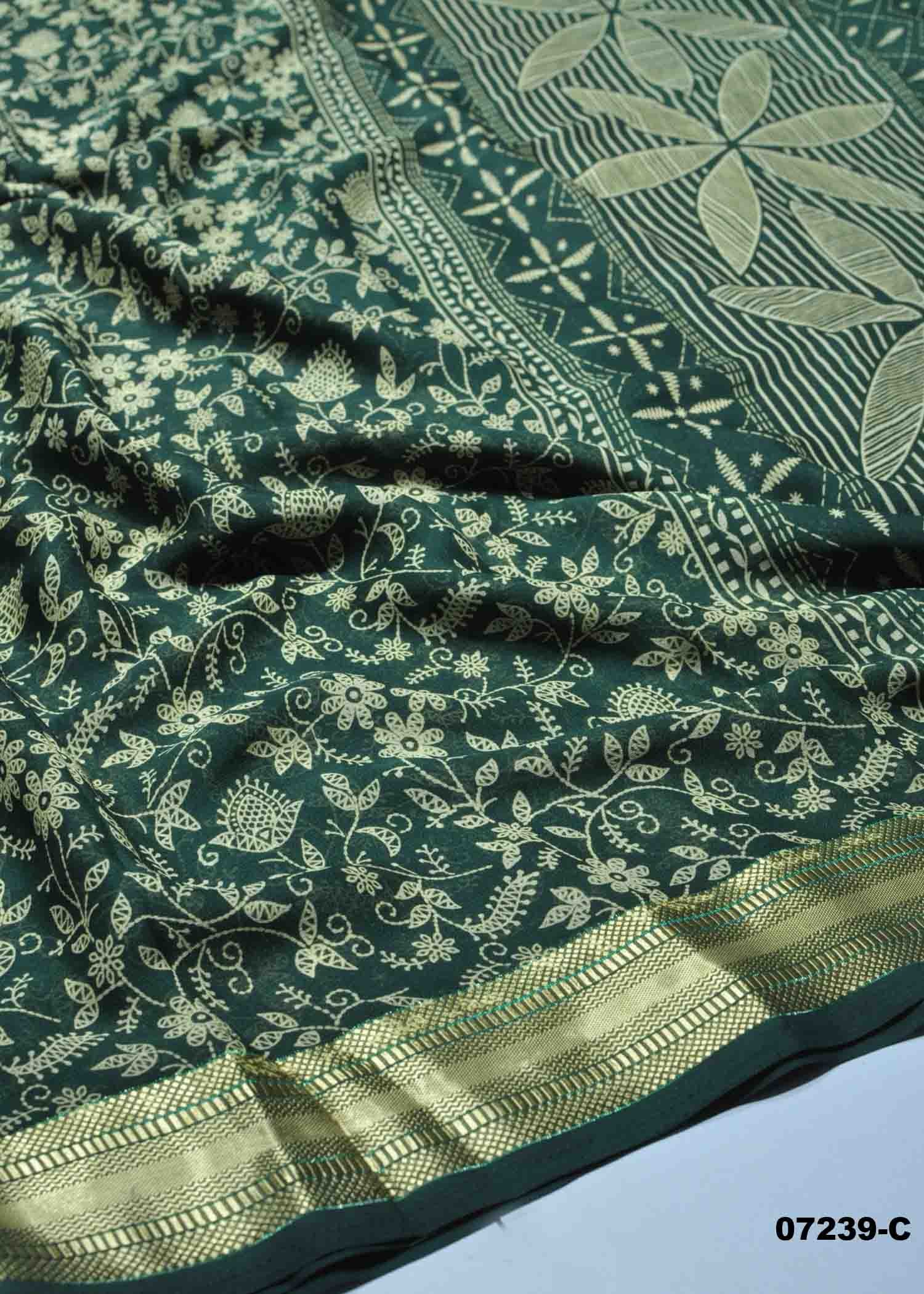 Saanvi - 07239-C Green Color Trendy Chiffon Saree CM1419237 (RR1C)
