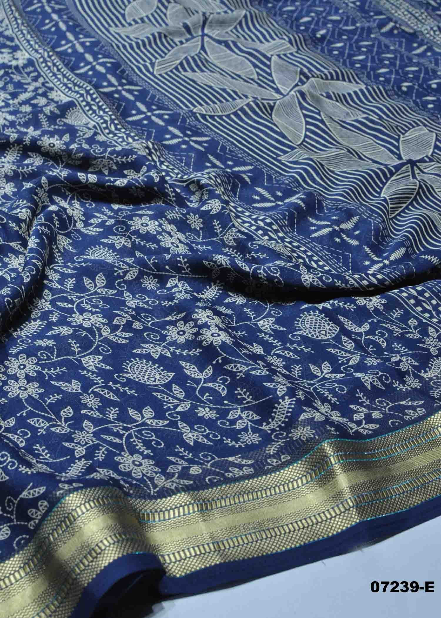 Saanvi - 07239-E NavyBlue Color Trendy Chiffon Saree CM1419237 (RR1C)