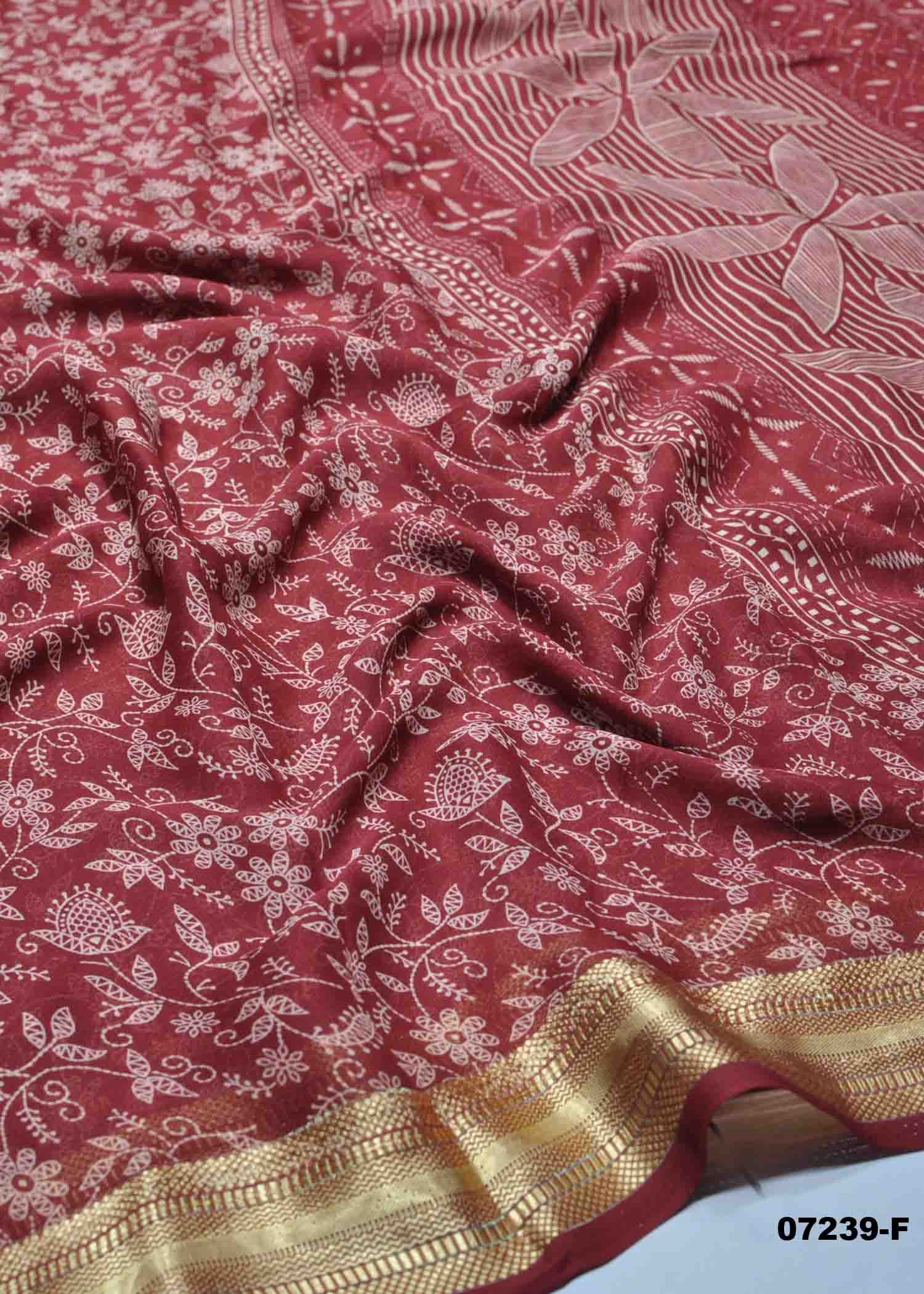 Saanvi - 07239-F Red Color Trendy Chiffon Saree CM1419237 (RR1C)