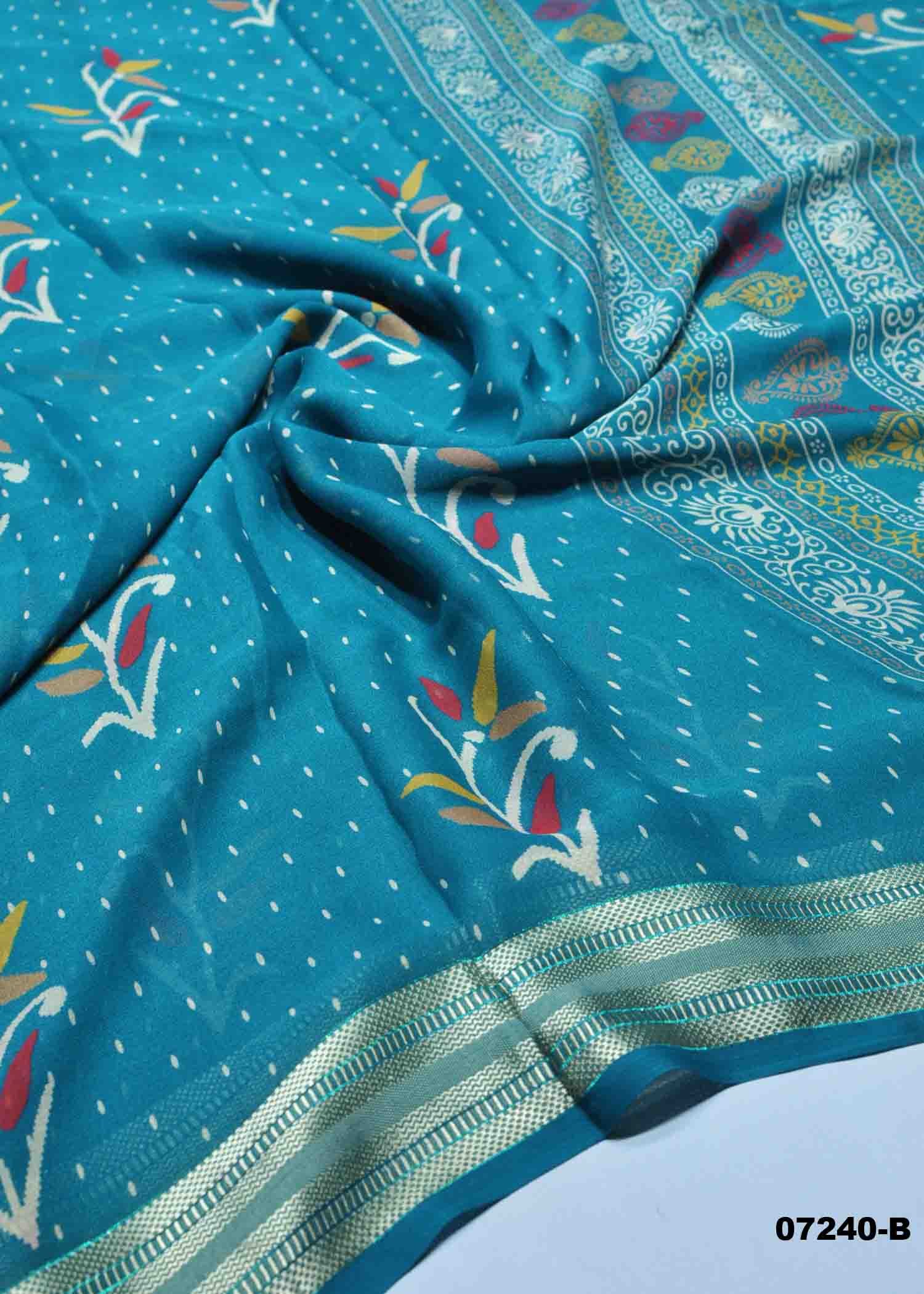 Veda - 07240-B Cyan Color Trendy Chiffon Saree CM1419237 (RR1C)