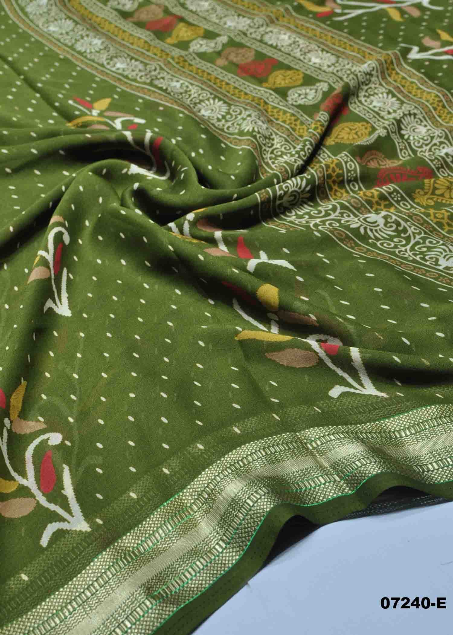 Veda - 07240-E OliveGreen Color Trendy Chiffon Saree CM1419237 (RR1C)
