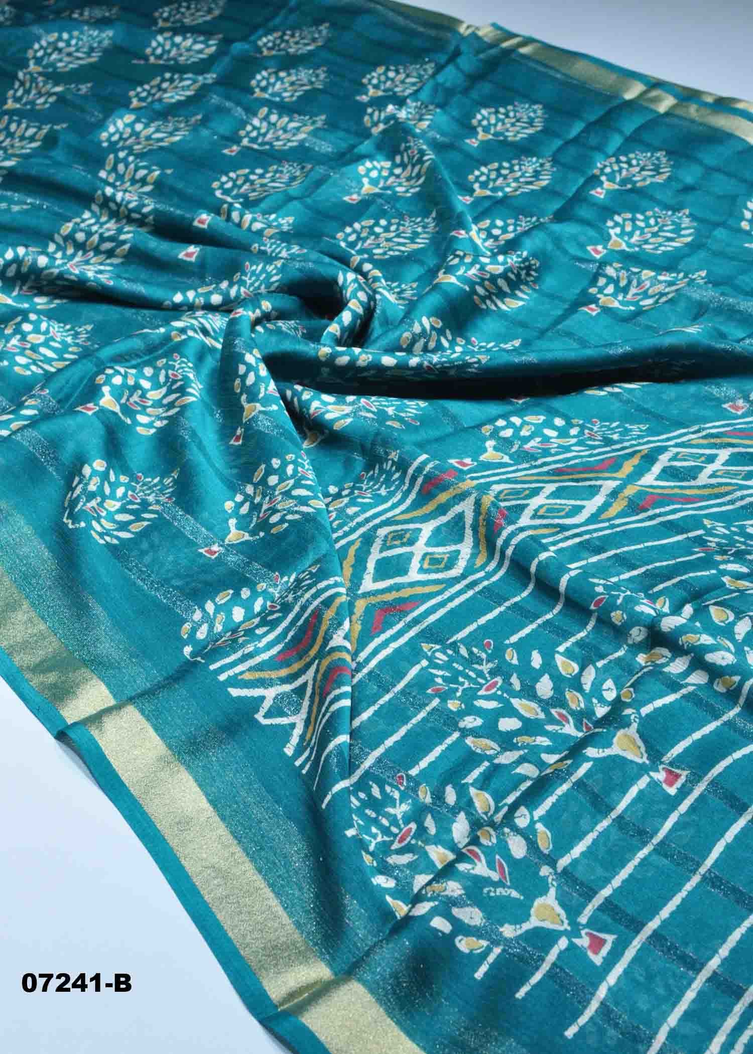Pallavi - 07241-B Cyan Color Trendy Chiffon Saree CM1430056 (RR1B)