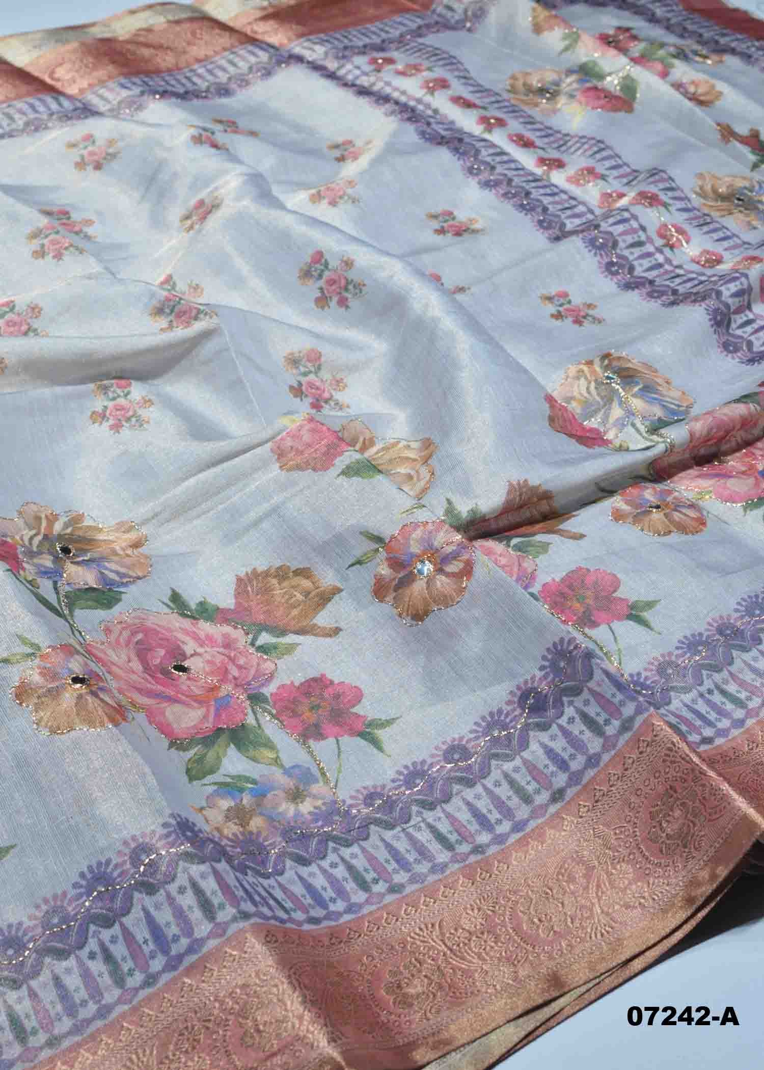 Vihana - 07242-A LightBlue Color Excellent Fancy Cotton Saree CM1431197 (RR1C)