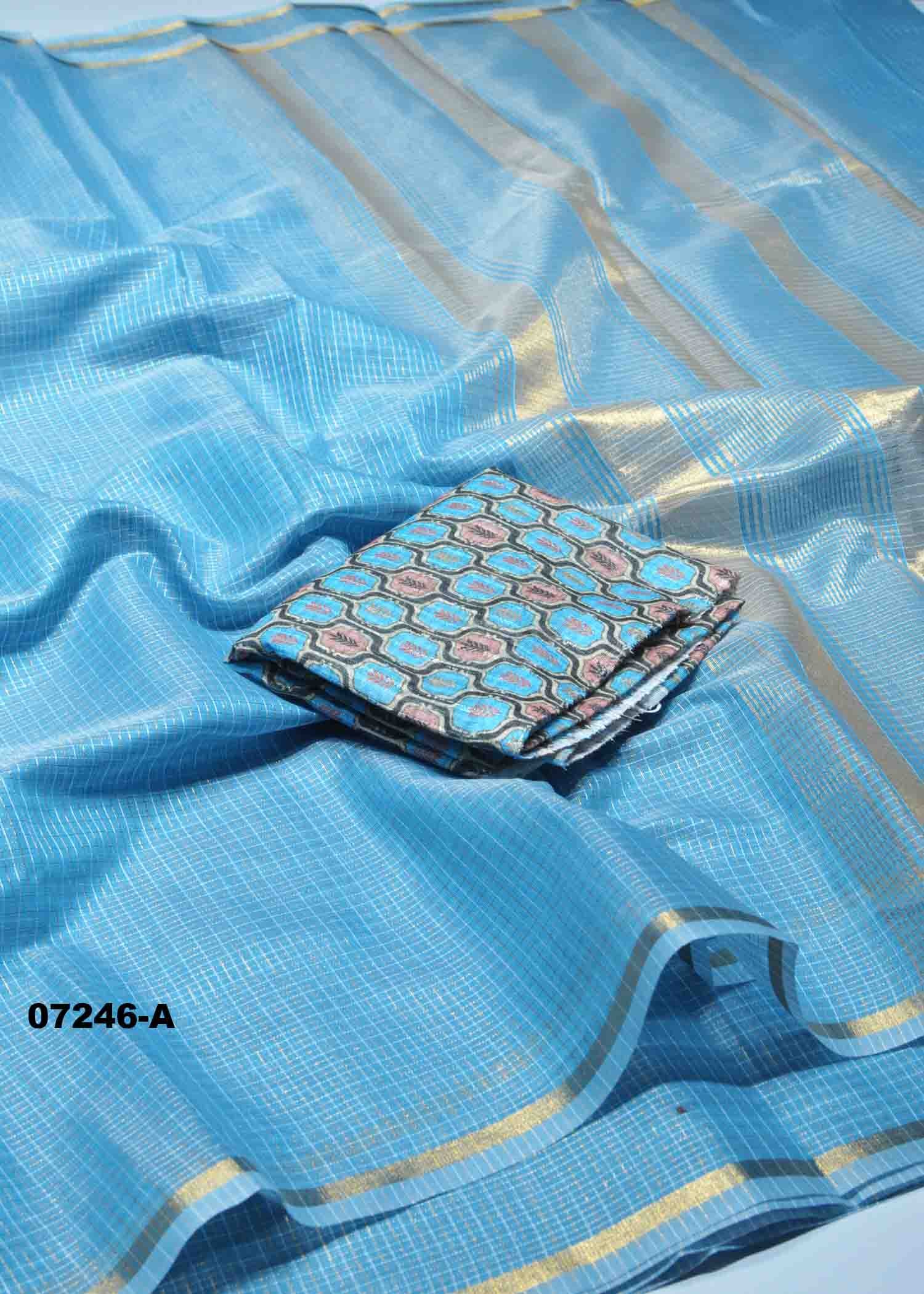 Chandrika - 07246-A SkyBlue Color Trendy Fancy Cotton Saree CM1427143 (RR1D)