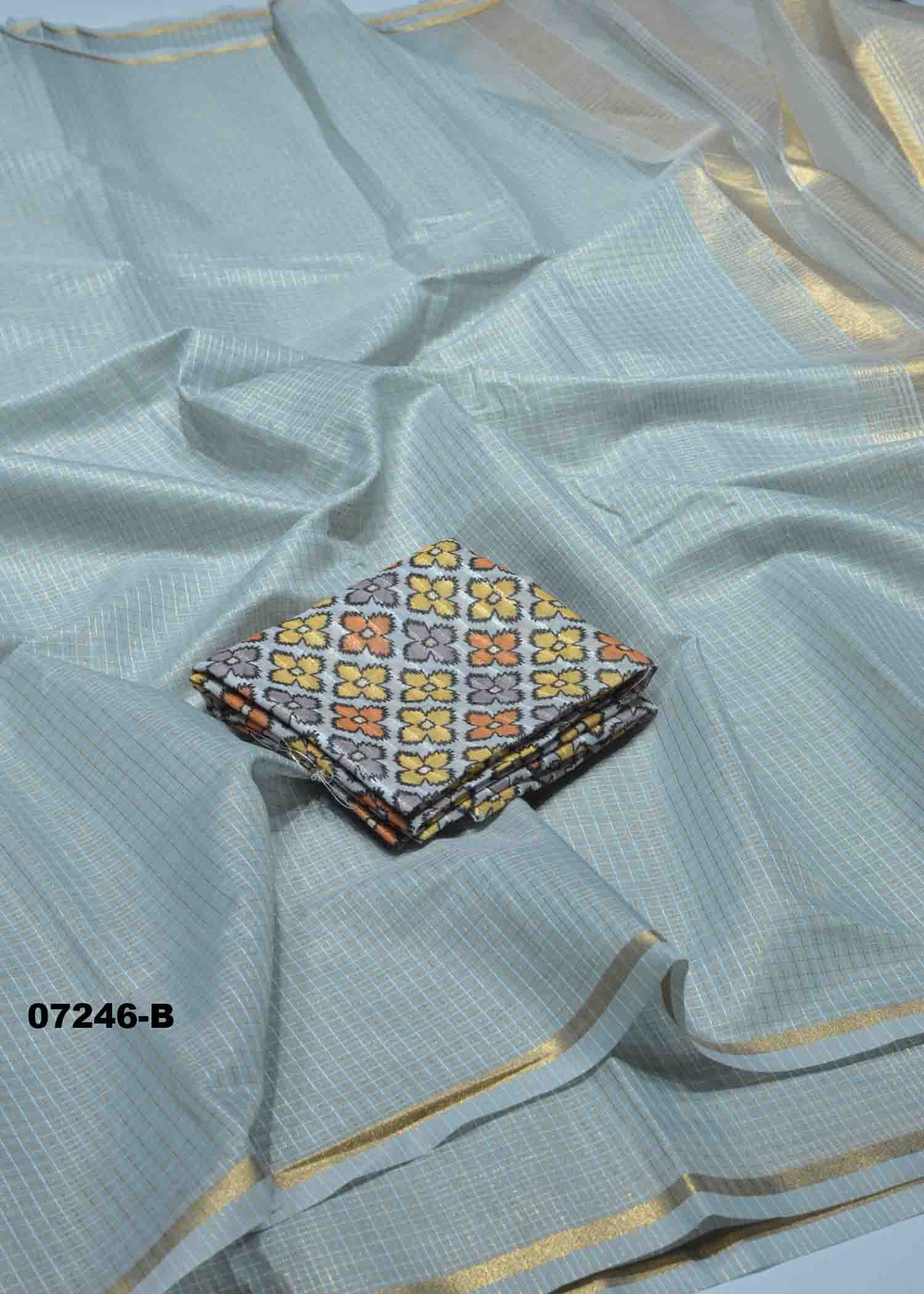 Chandrika - 07246-B Grey Color Trendy Fancy Cotton Saree CM1427143 (RR1D)