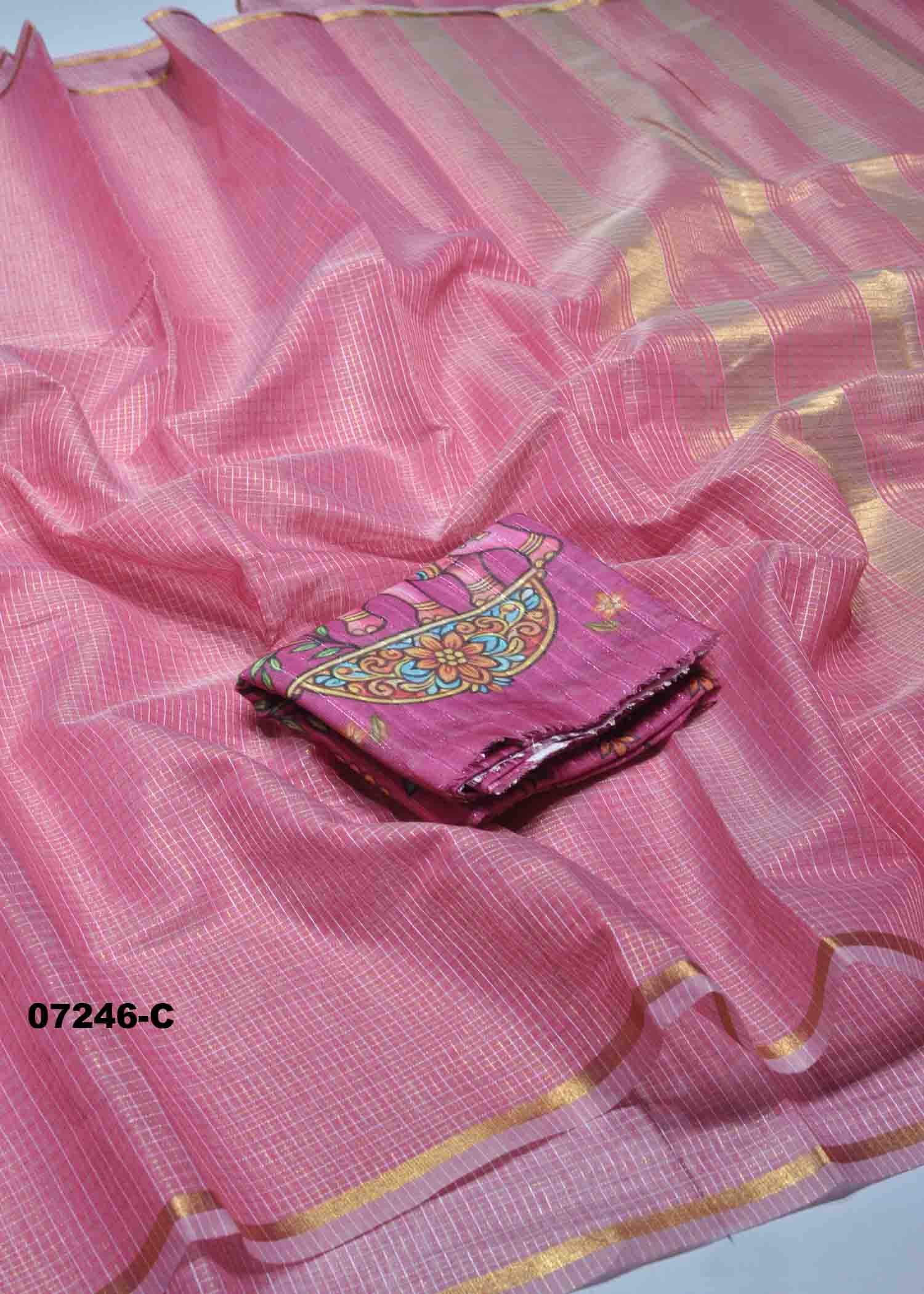 Chandrika - 07246-C Pink Color Trendy Fancy Cotton Saree CM1427143 (RR1D)