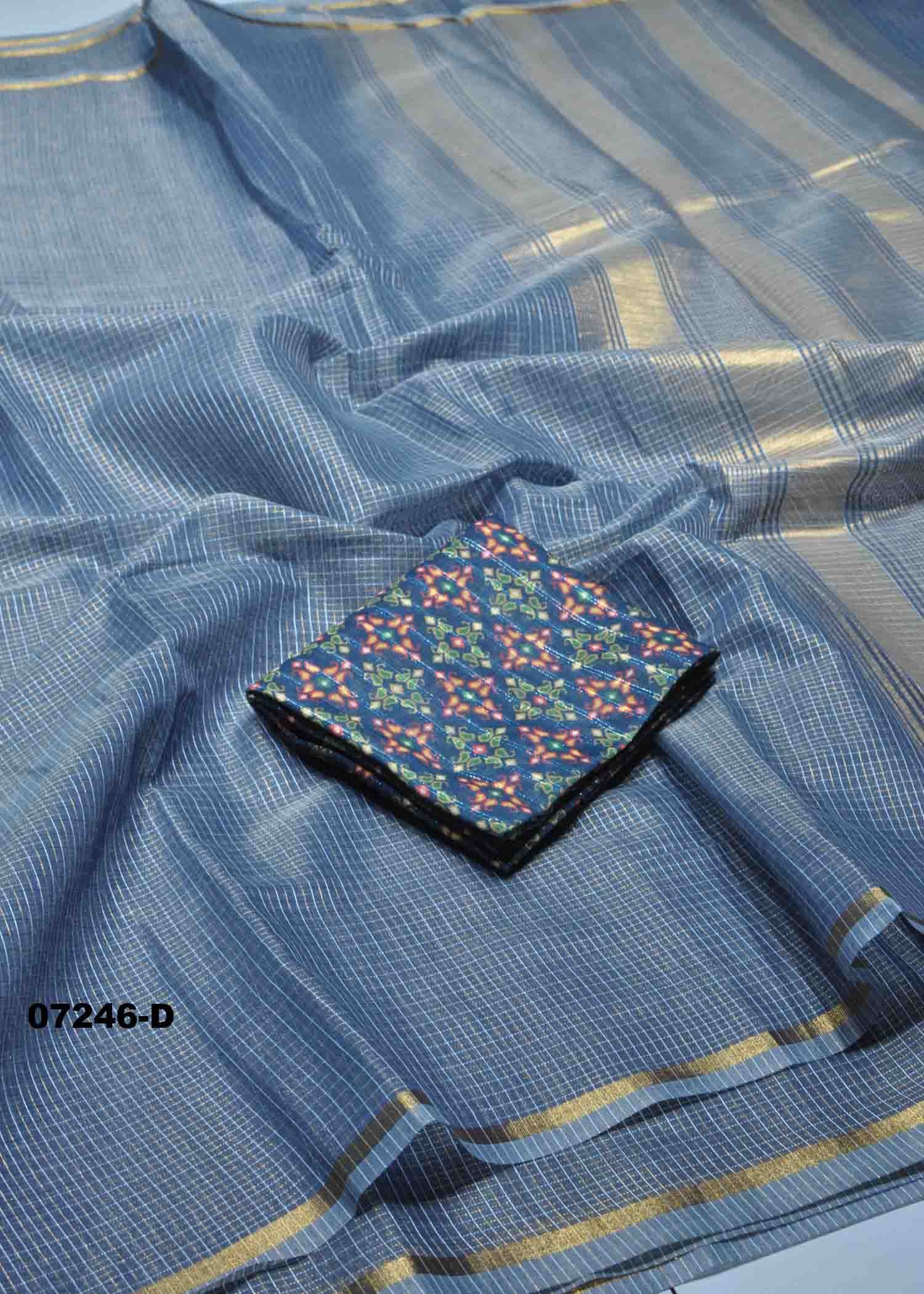 Chandrika - 07246-D Blue Color Trendy Fancy Cotton Saree CM1427143 (RR1D)