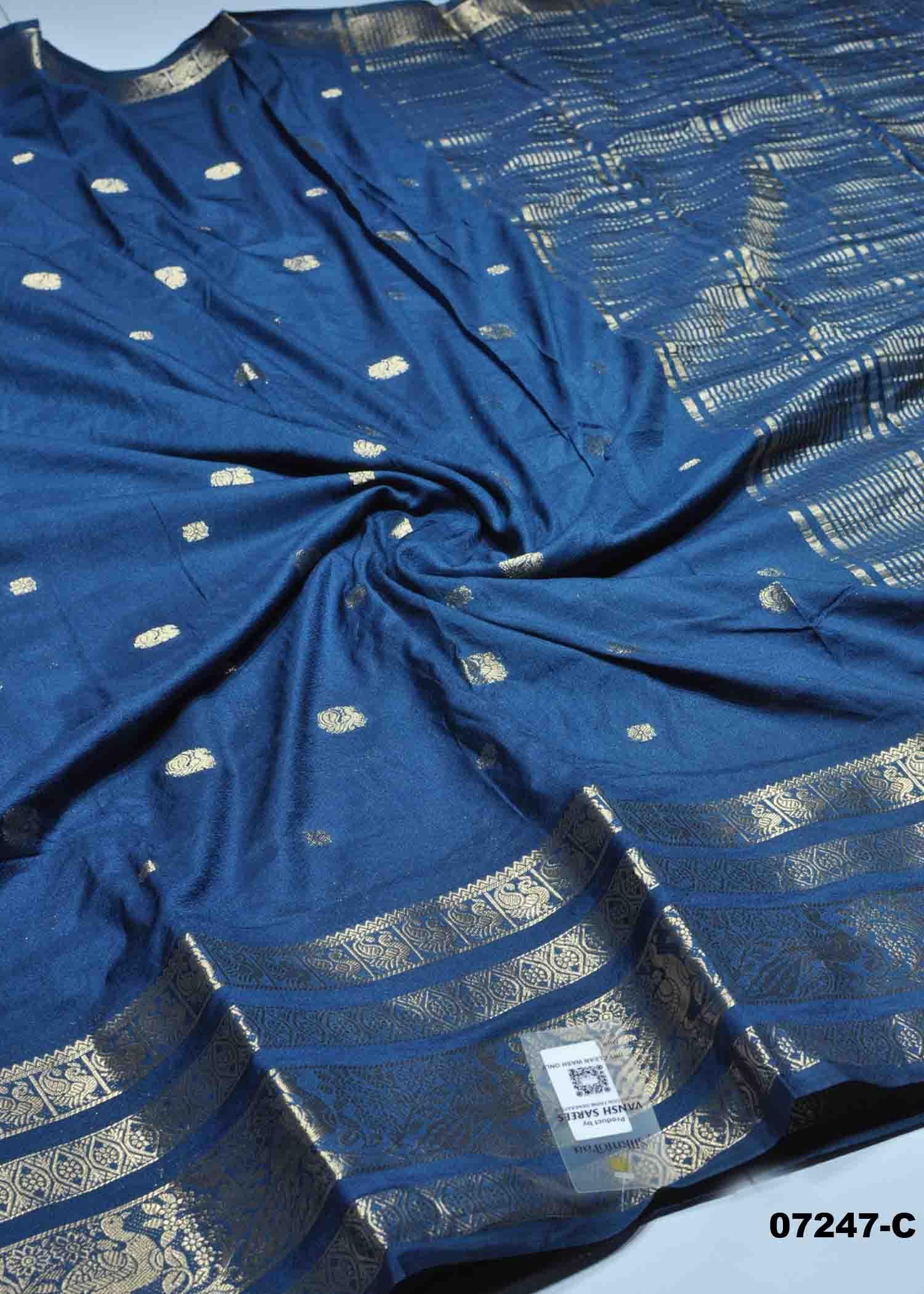 Samiksha - 07247-C PeacockBlue Color Traditional Wear Crepe Silk Saree CM1443758 (RR1B)