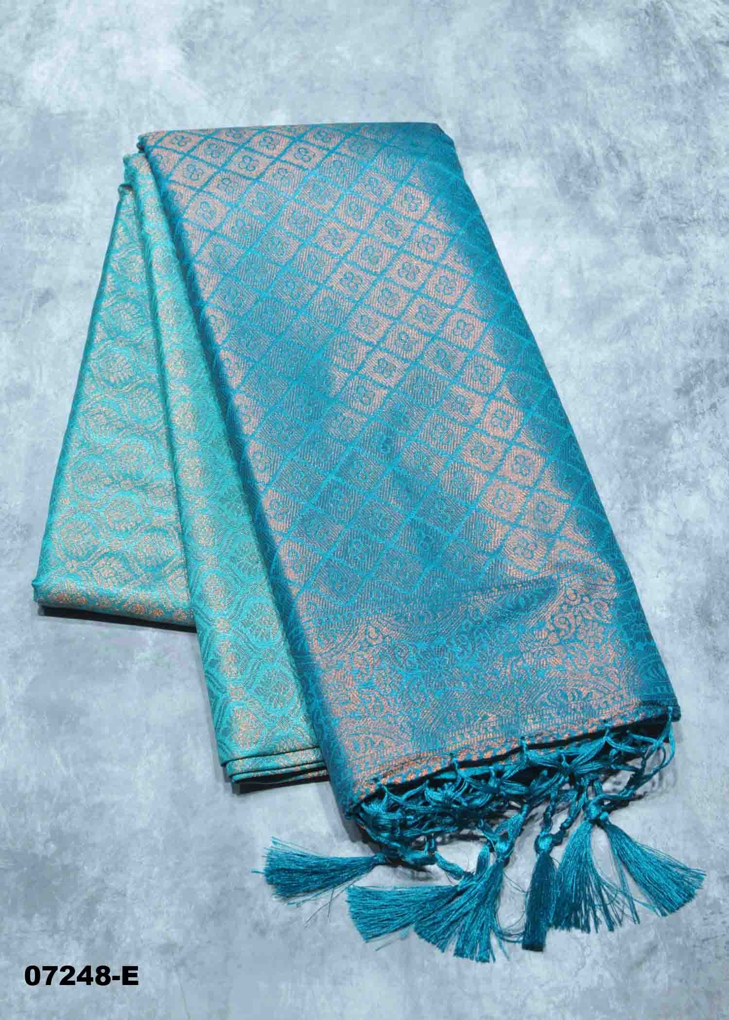 Ashmitha - 07248-E Cyan Color Traditional Wear Soft Silk Saree CM1441928 (RR1D)