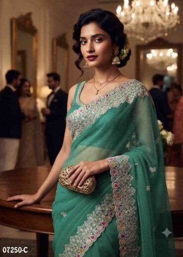 Aaradhana - 07250-C  CelesteGreen Color Excellent Netted Saree CM1444198 (RR2D)