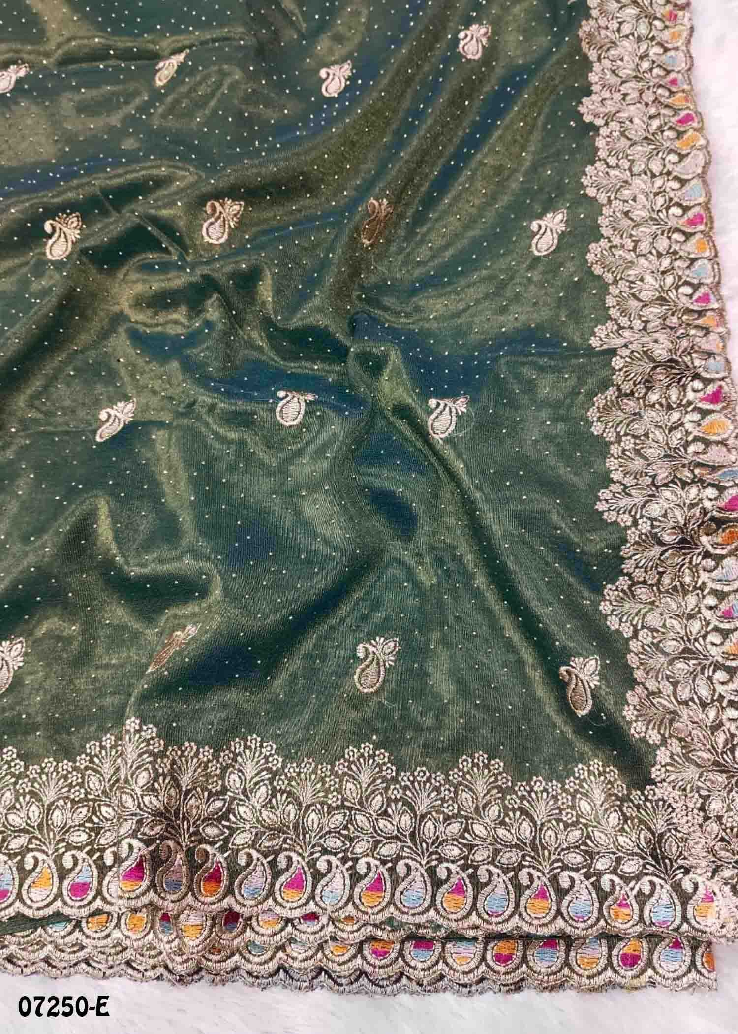 Aaradhana - 07250-E DarkGreen Color Excellent Netted Saree CM1444198 (RR2D)