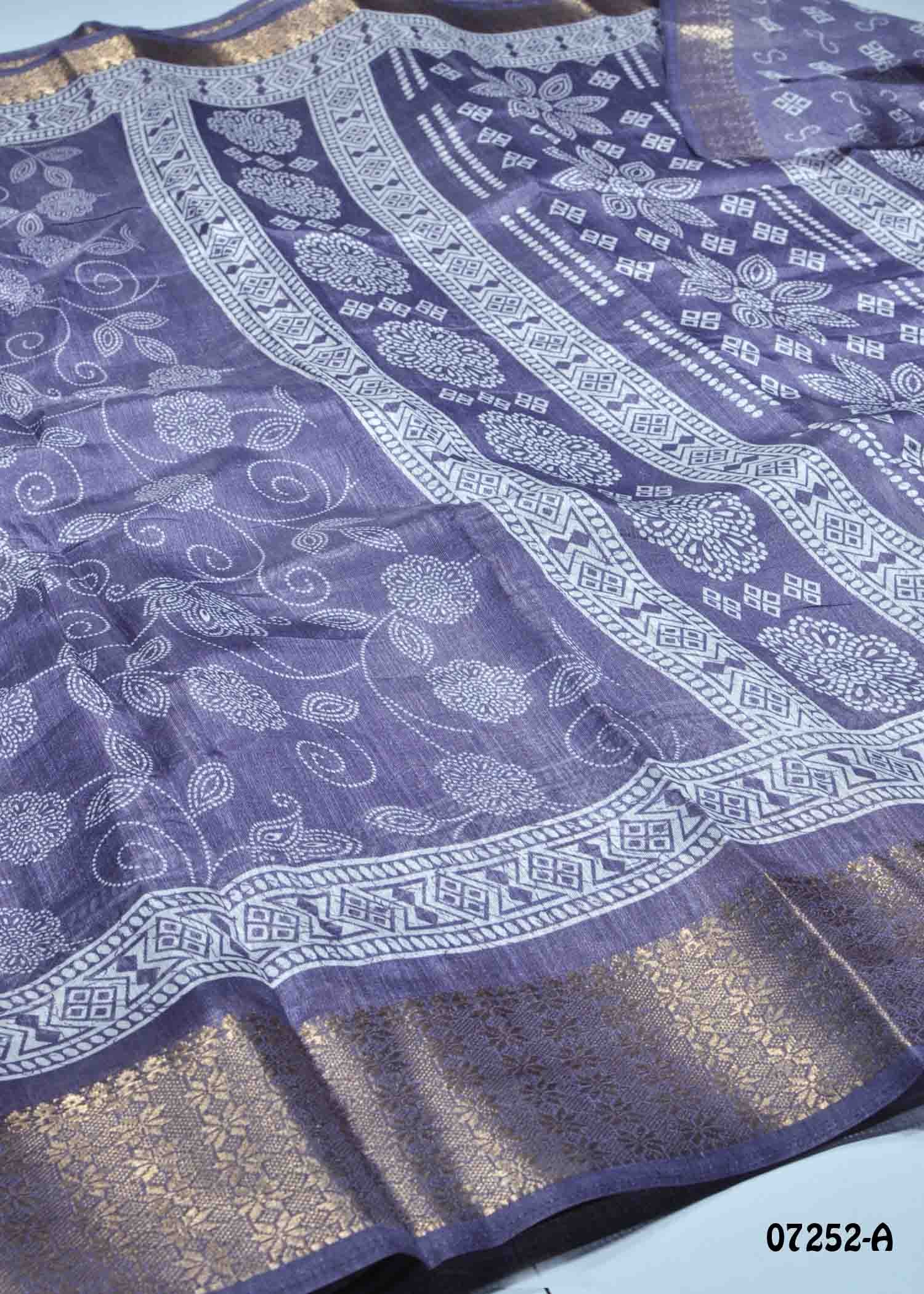 Kalyani - 07252-A Lavender Color Simply Mixed Cotton Saree CM1434536 (RR2E)