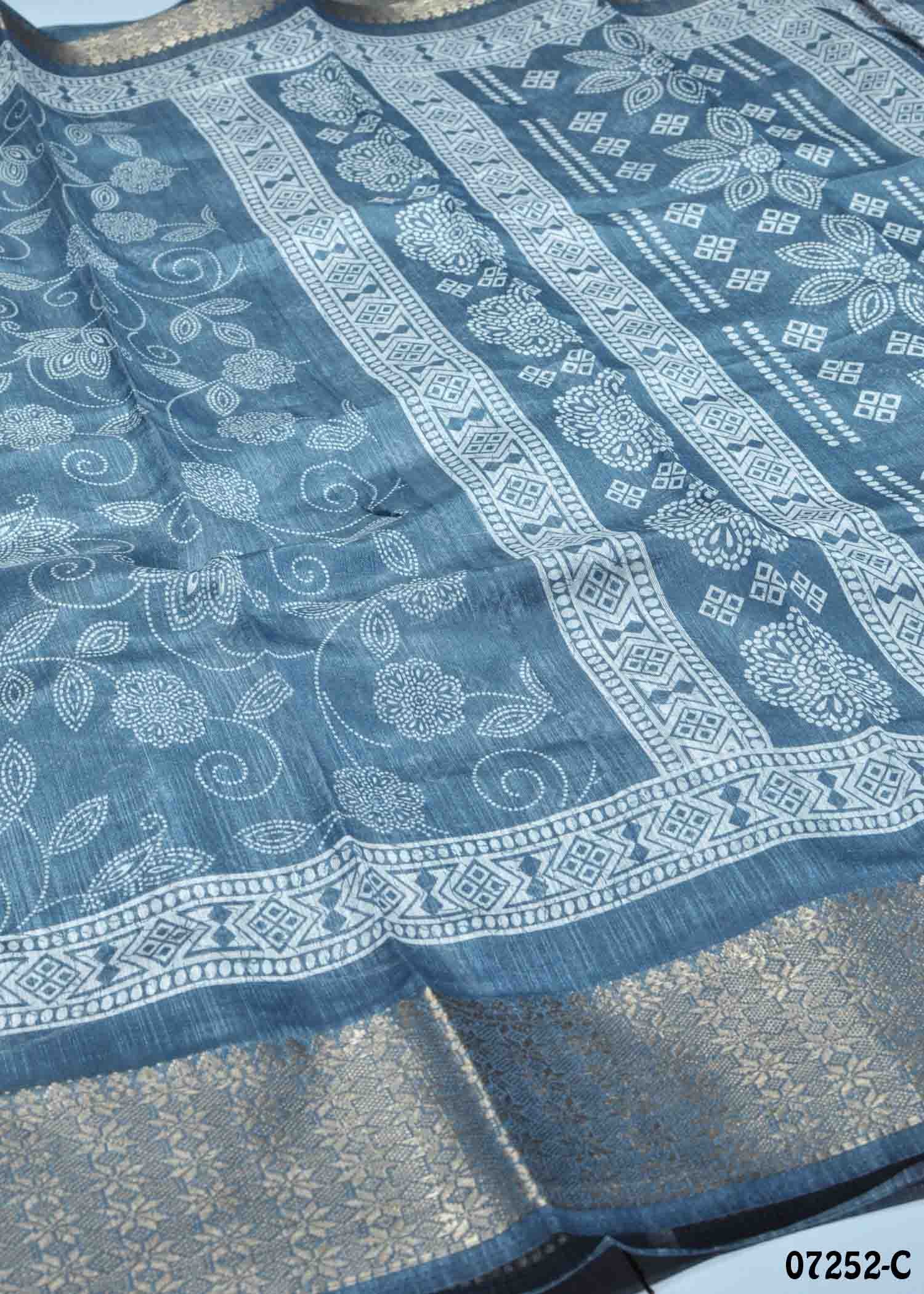 Kalyani - 07252-C Grey Color Simply Mixed Cotton Saree CM1434536 (RR2E)