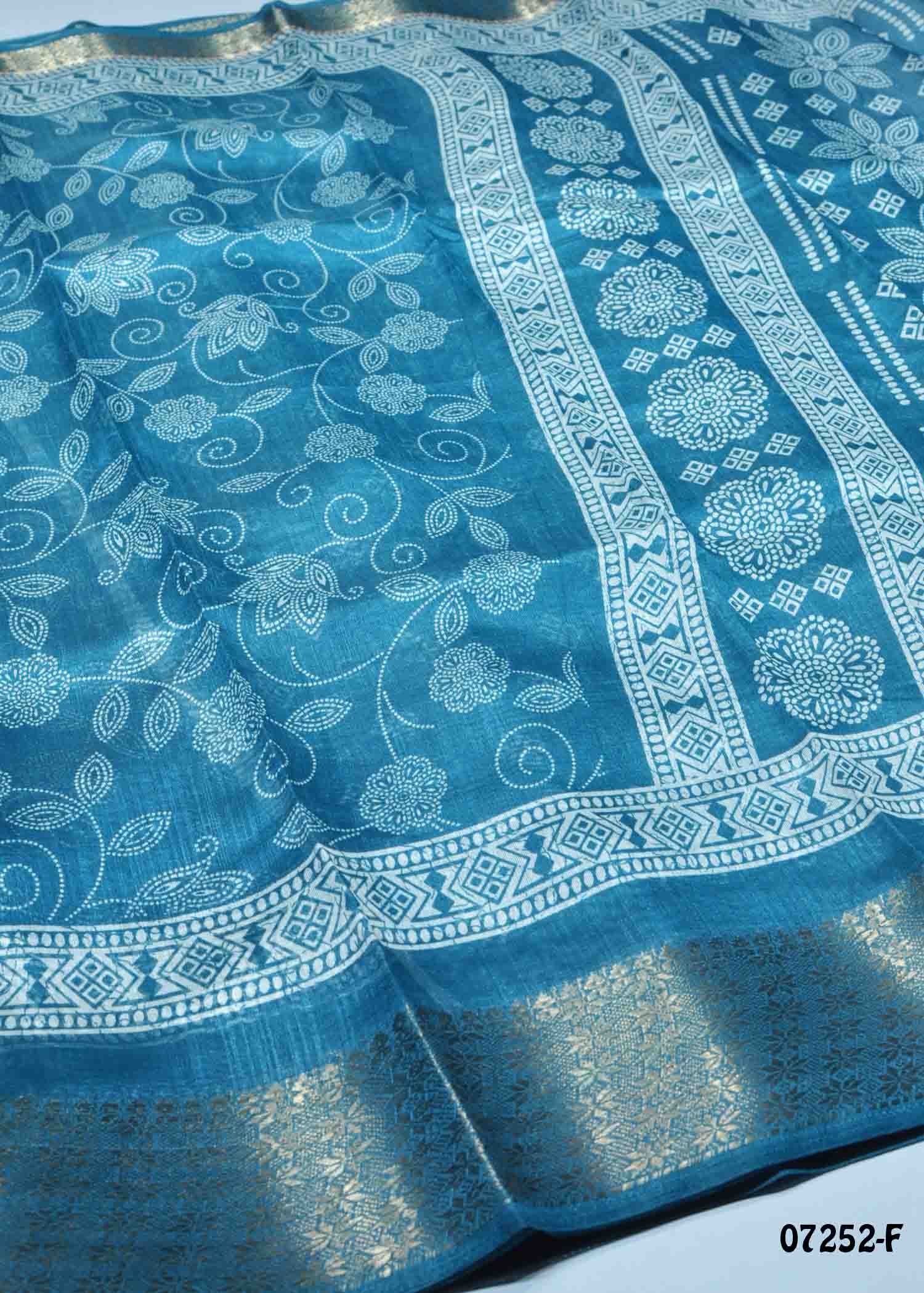 Kalyani - 07252-F SkyBlue Color Simply Mixed Cotton Saree CM1434536 (RR2E)