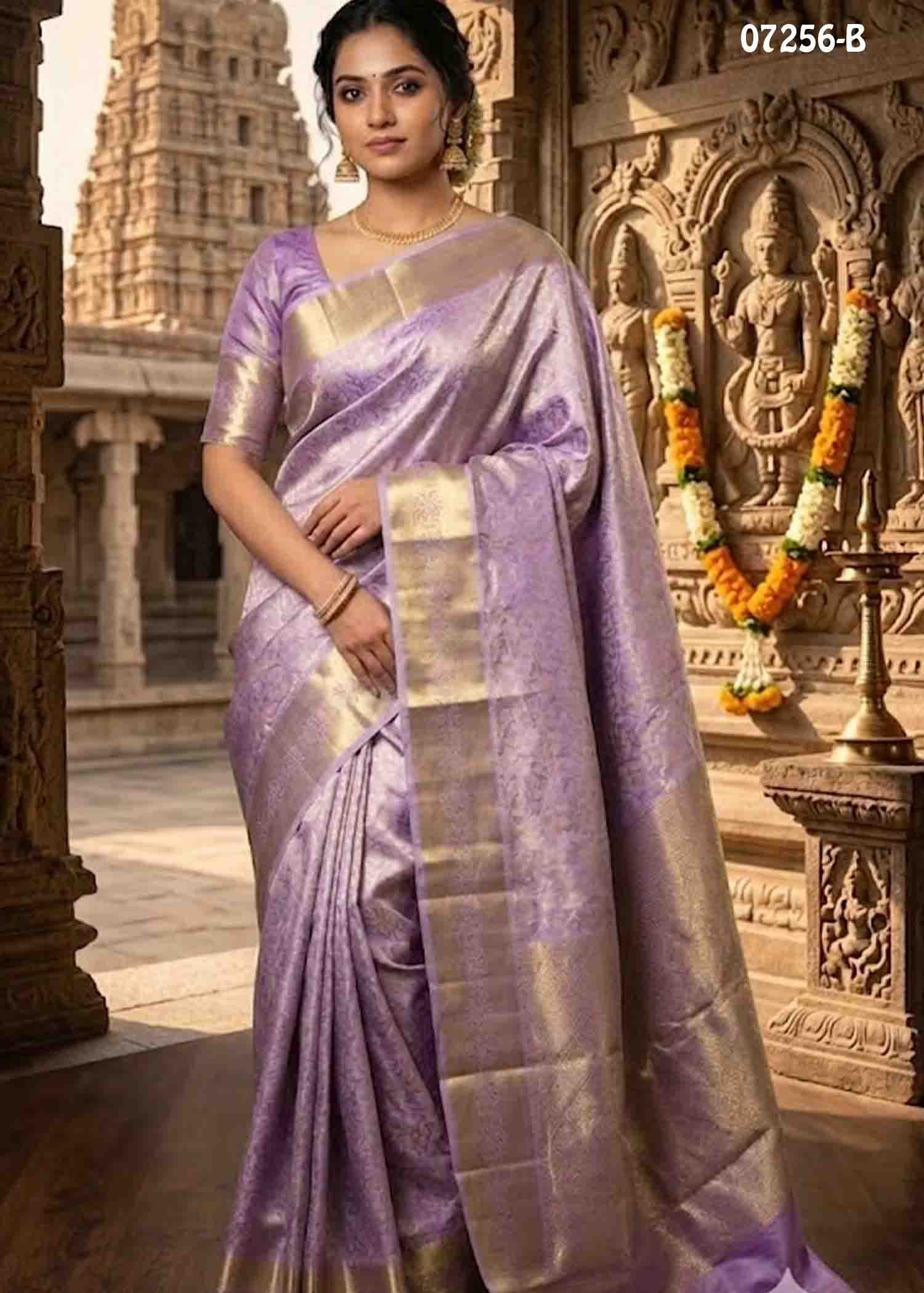 Trisha - 07256-B LightPurple Color Excellent Trendy Banaras Saree CM1444262 (RR3C)