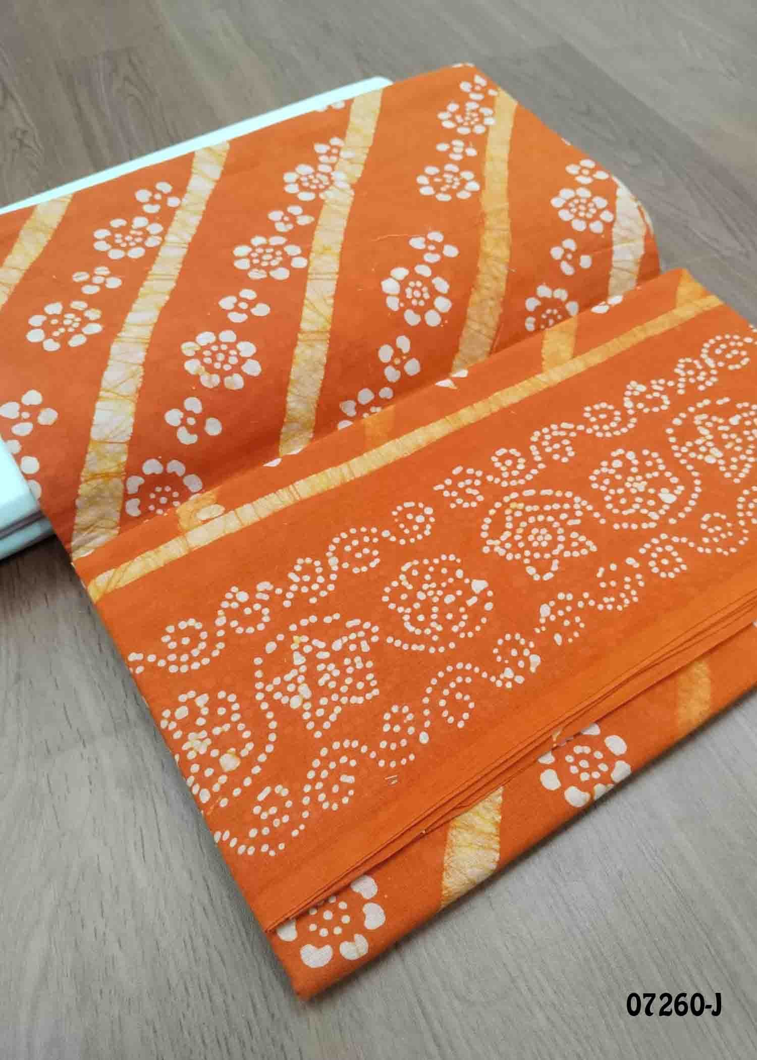 Thenmozhi - 07260-J Orange Color Madurai Chungudi Cotton Saree CM1444612 (RR3D)