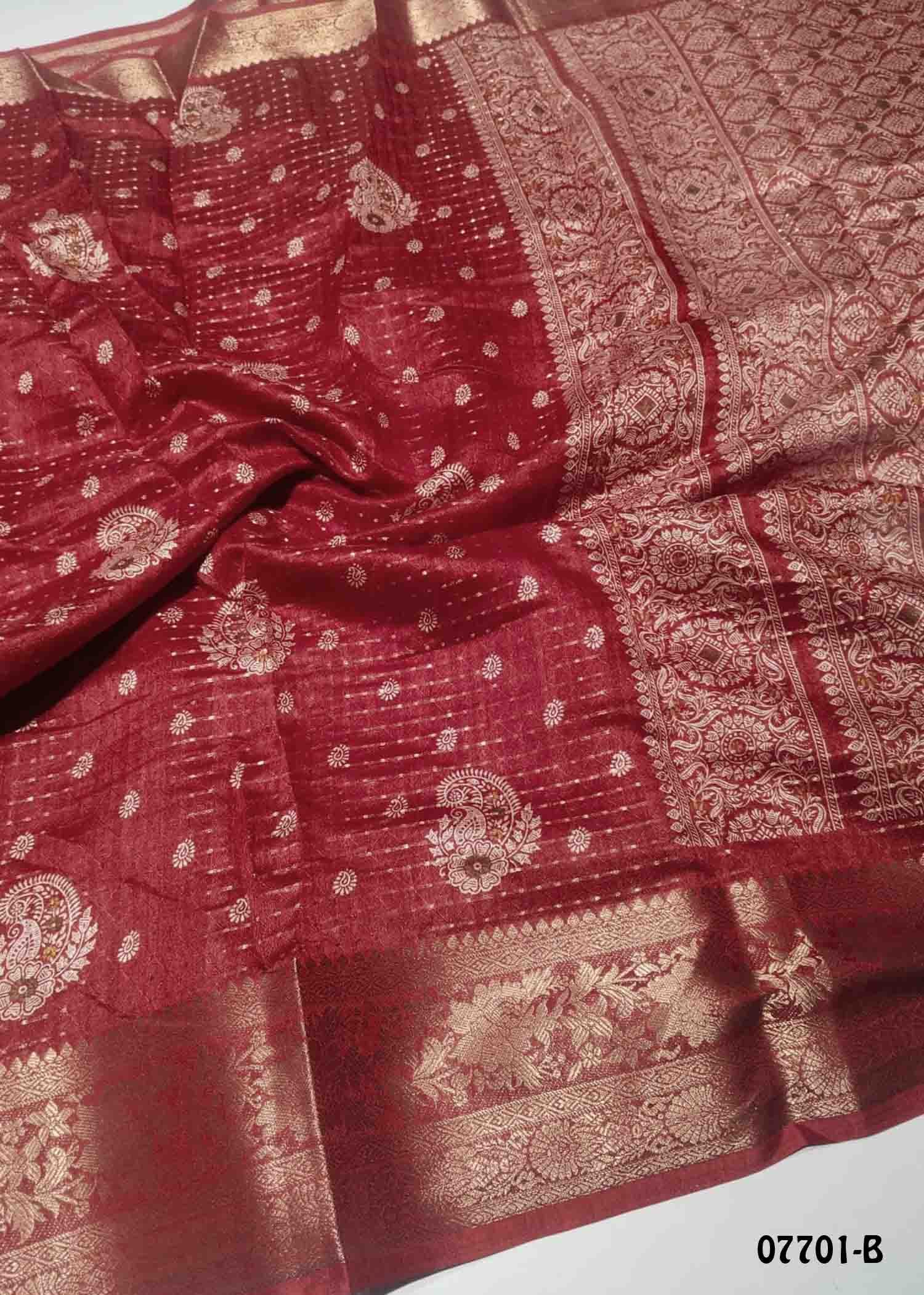 Vidhya - 07701-B Darkred Color Trendy Fancy Cotton Saree CM148269 (LR2B)