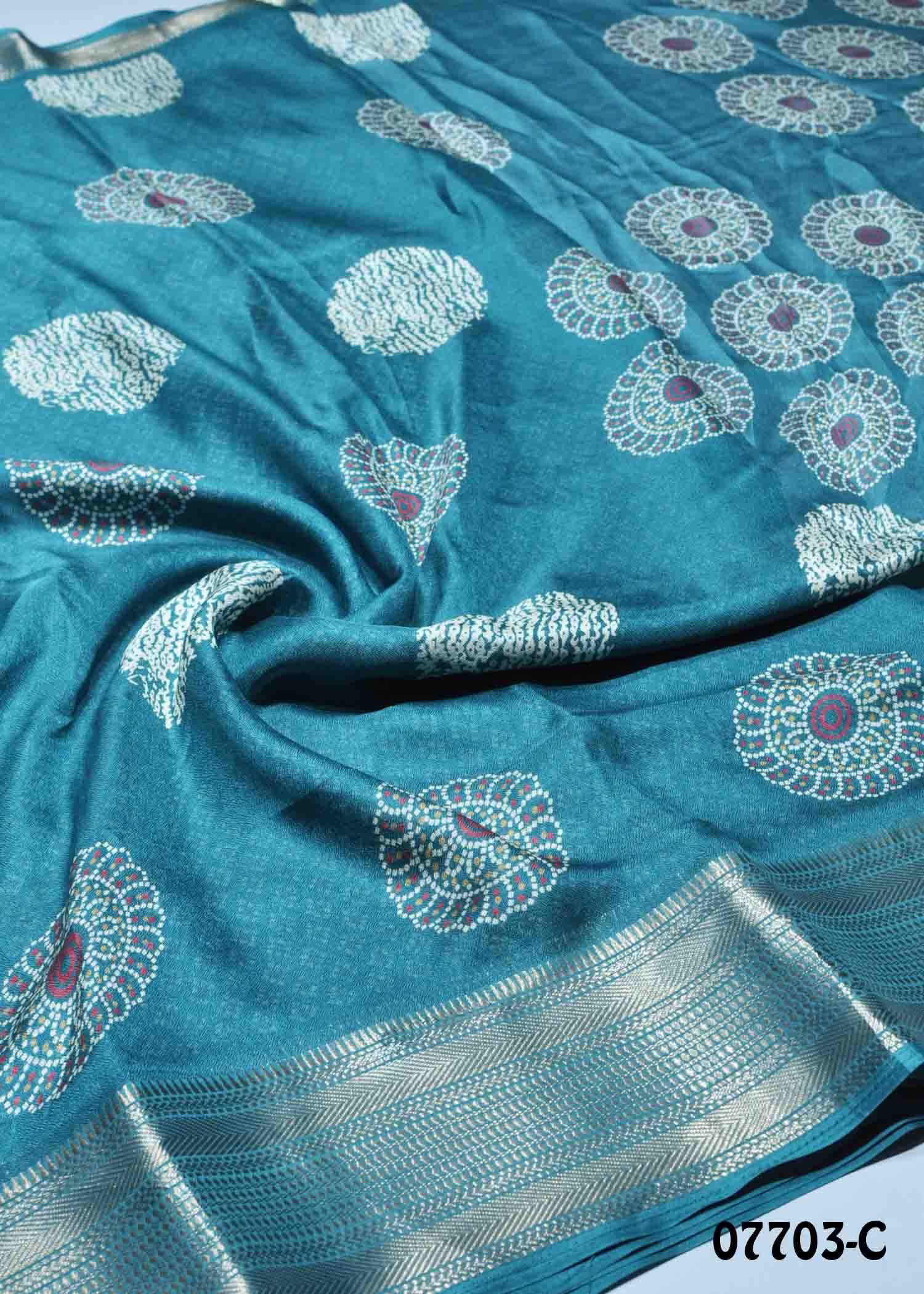 Anitha - 07702- C Cyan Color Trendy Moss Chiffon Saree CM1421967 (LR2B)