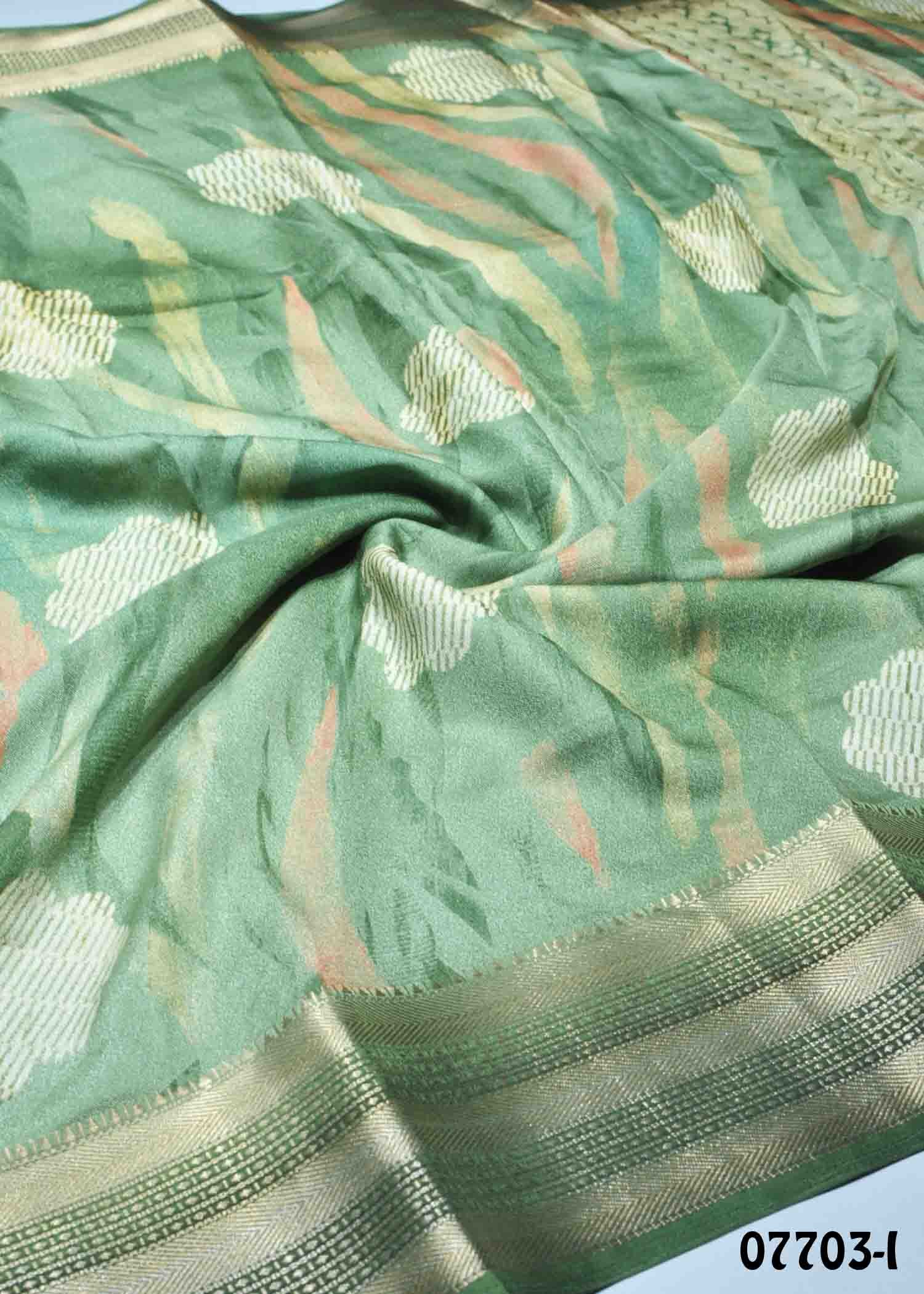 Anitha - 07702- I Green Color Trendy Moss Chiffon Saree CM1421967 (LR2B)