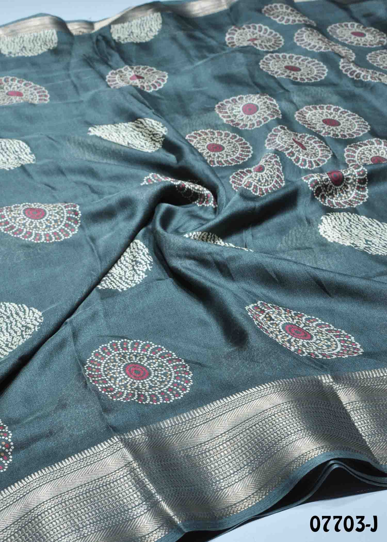 Anitha - 07702- J TealBlue Color Trendy Moss Chiffon Saree CM1421967 (LR2B)